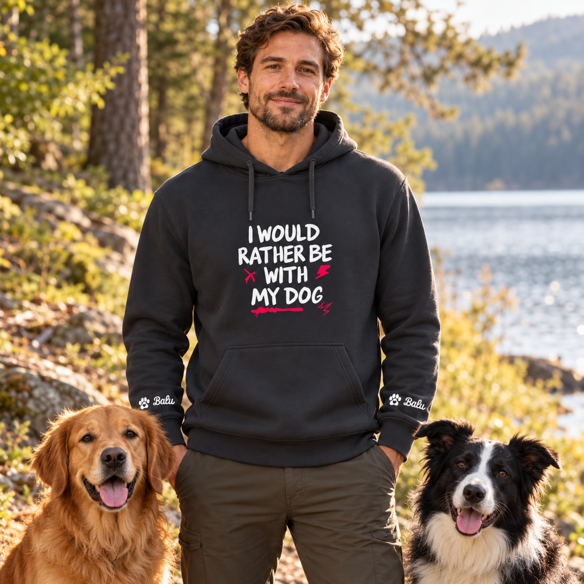 Hoodie personalisiert - rather be with my dog