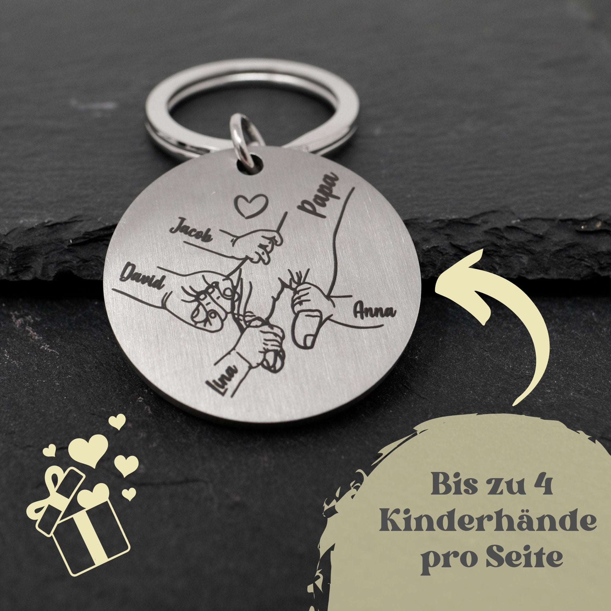 Schlüsselanhänger personalisiert - Kinderhände (1-4 Hände)