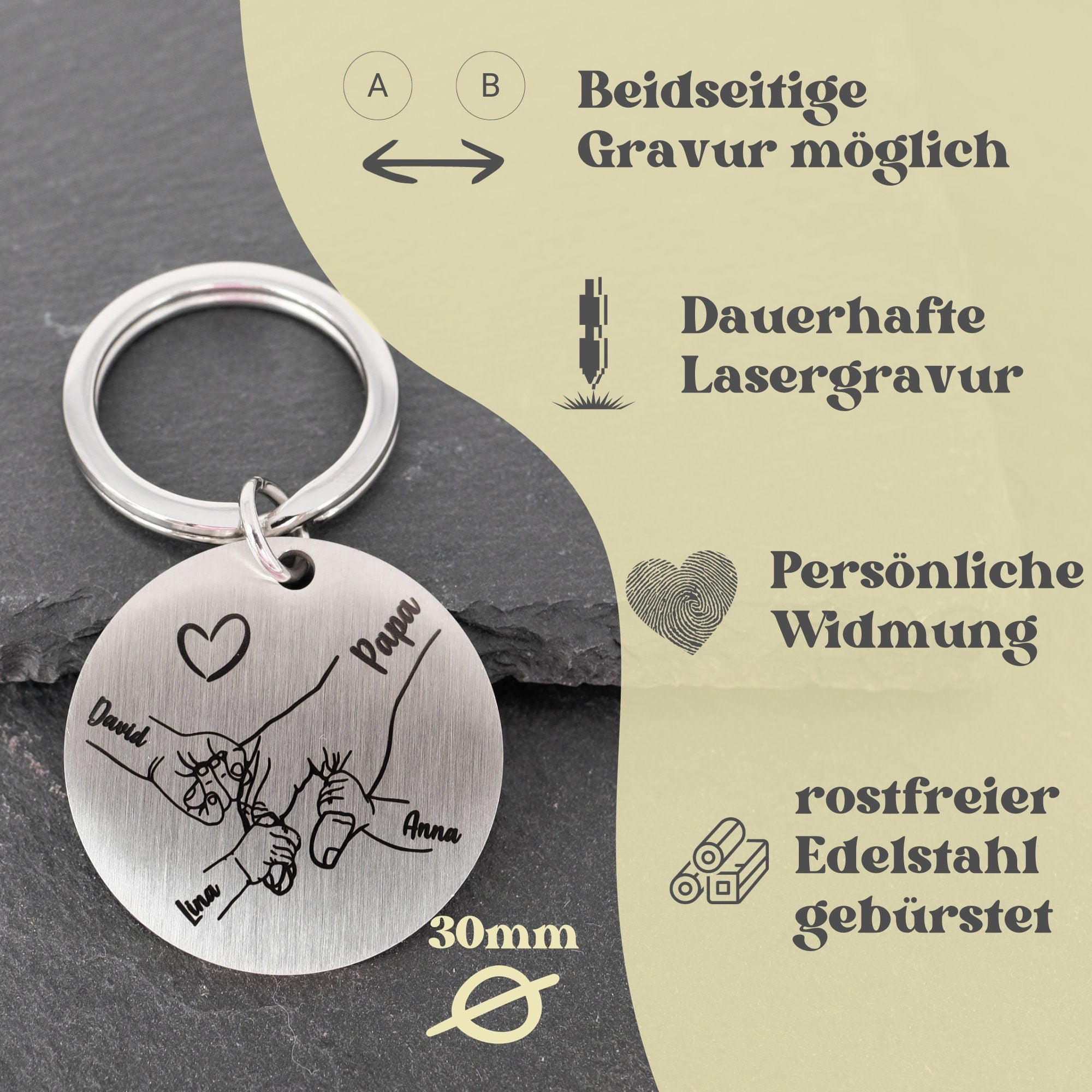 Schlüsselanhänger personalisiert - Kinderhände (1-4 Hände)