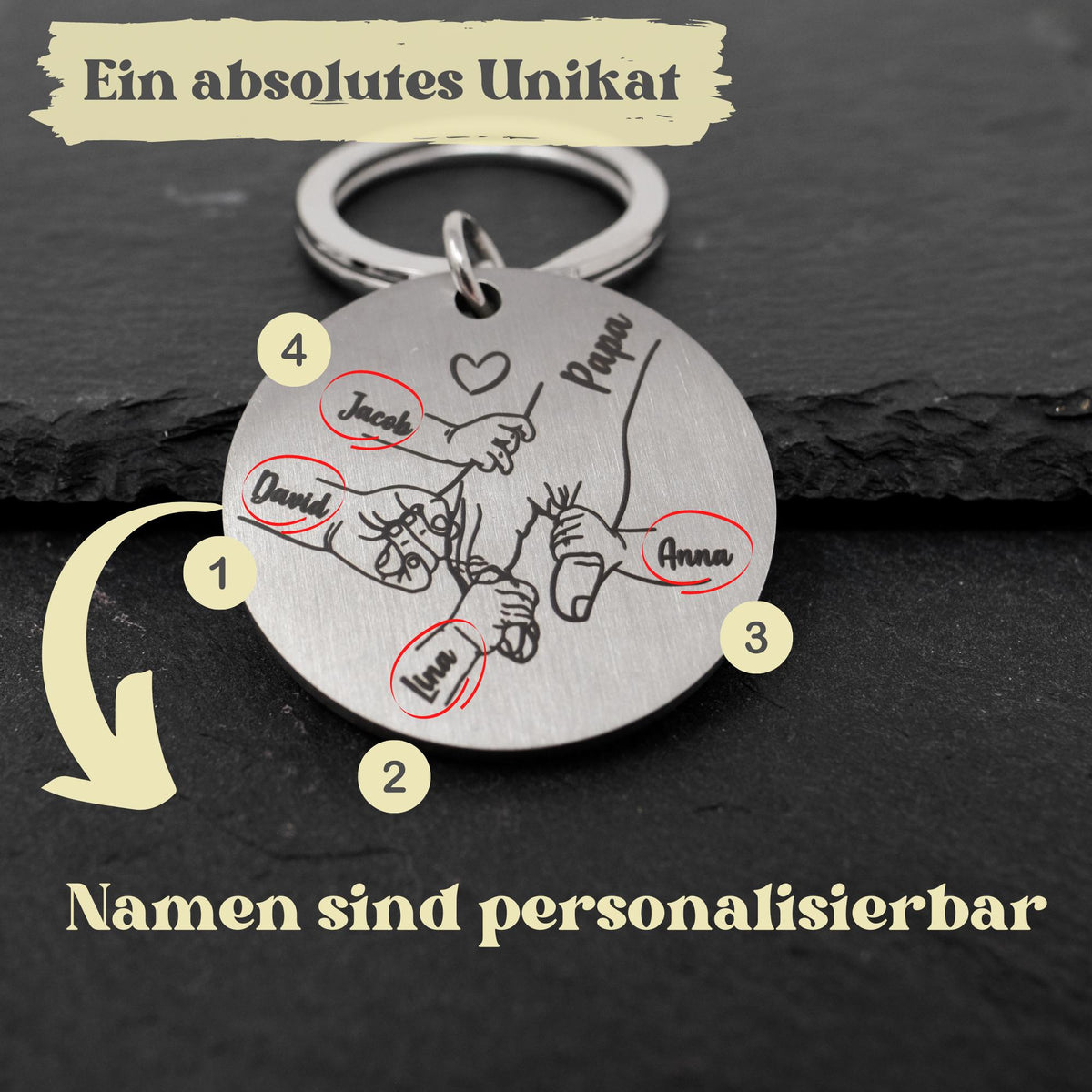 Schlüsselanhänger Mama mit Kindern (1-4 Hände)