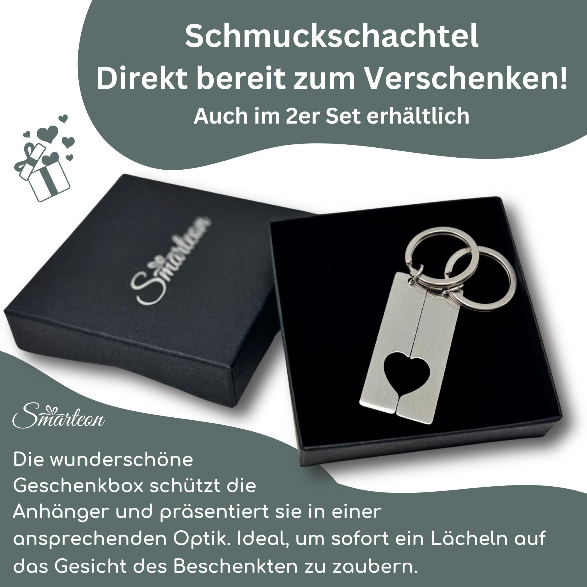 Personalisierter Schlüsselanhänger für Paare | Partner Schlüsselanhänger im 2er Set | Geschenk zum Valentinstag oder Jahrestag