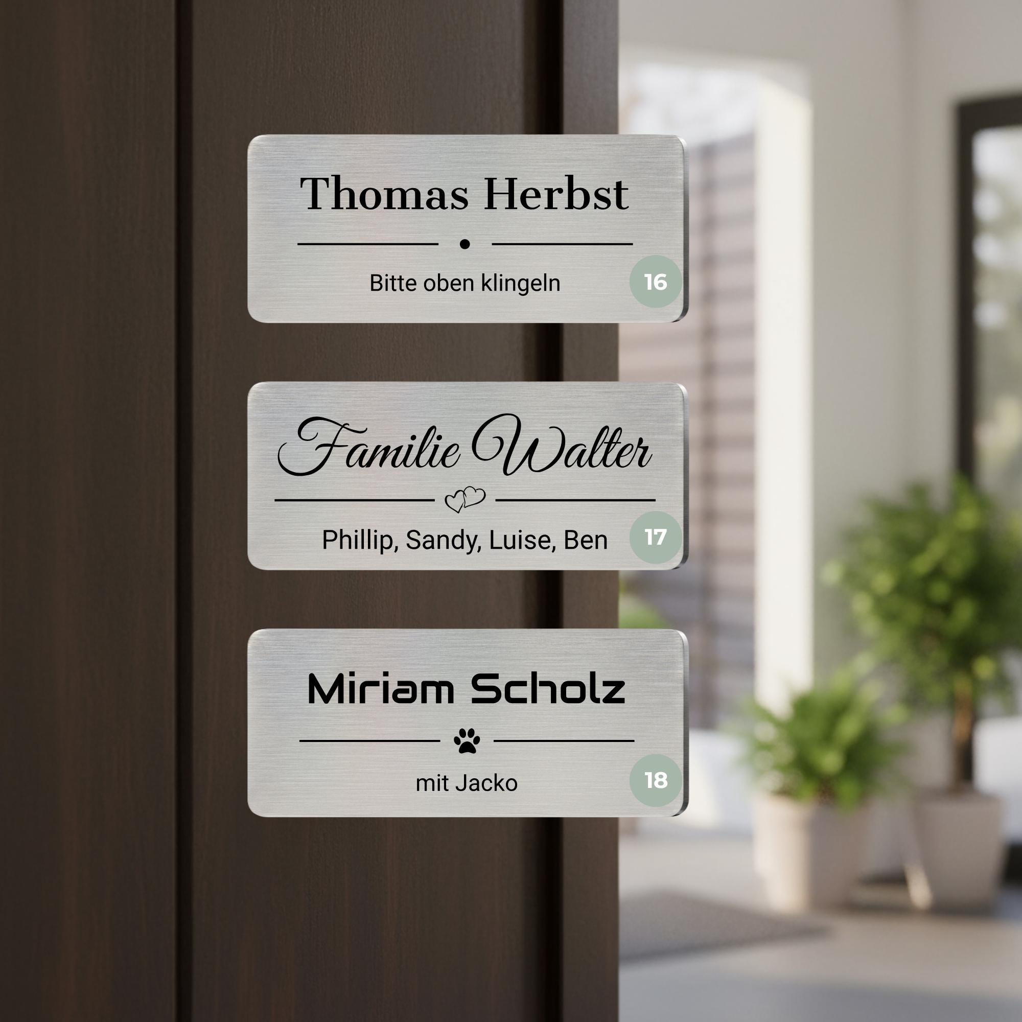 Personalisierte Namensschilder für Briefkasten, Klingelschild & Haustür – selbstklebend, wetterfest, aus Edelstahl