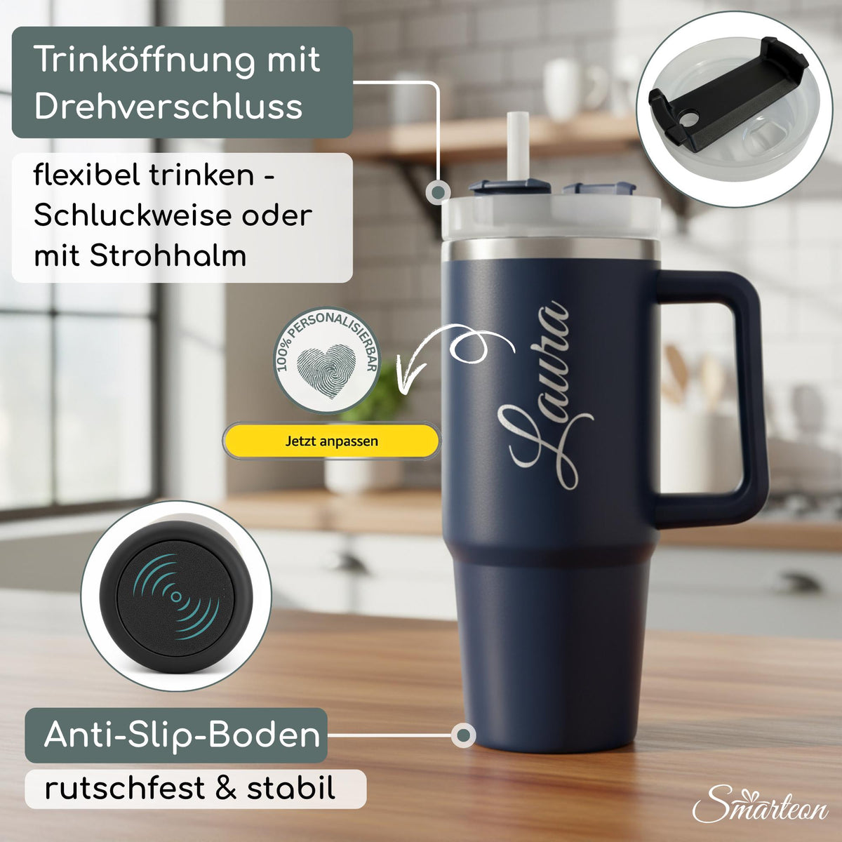 Thermobecher personalisiert mit Namen – Edelstahl 900ml
