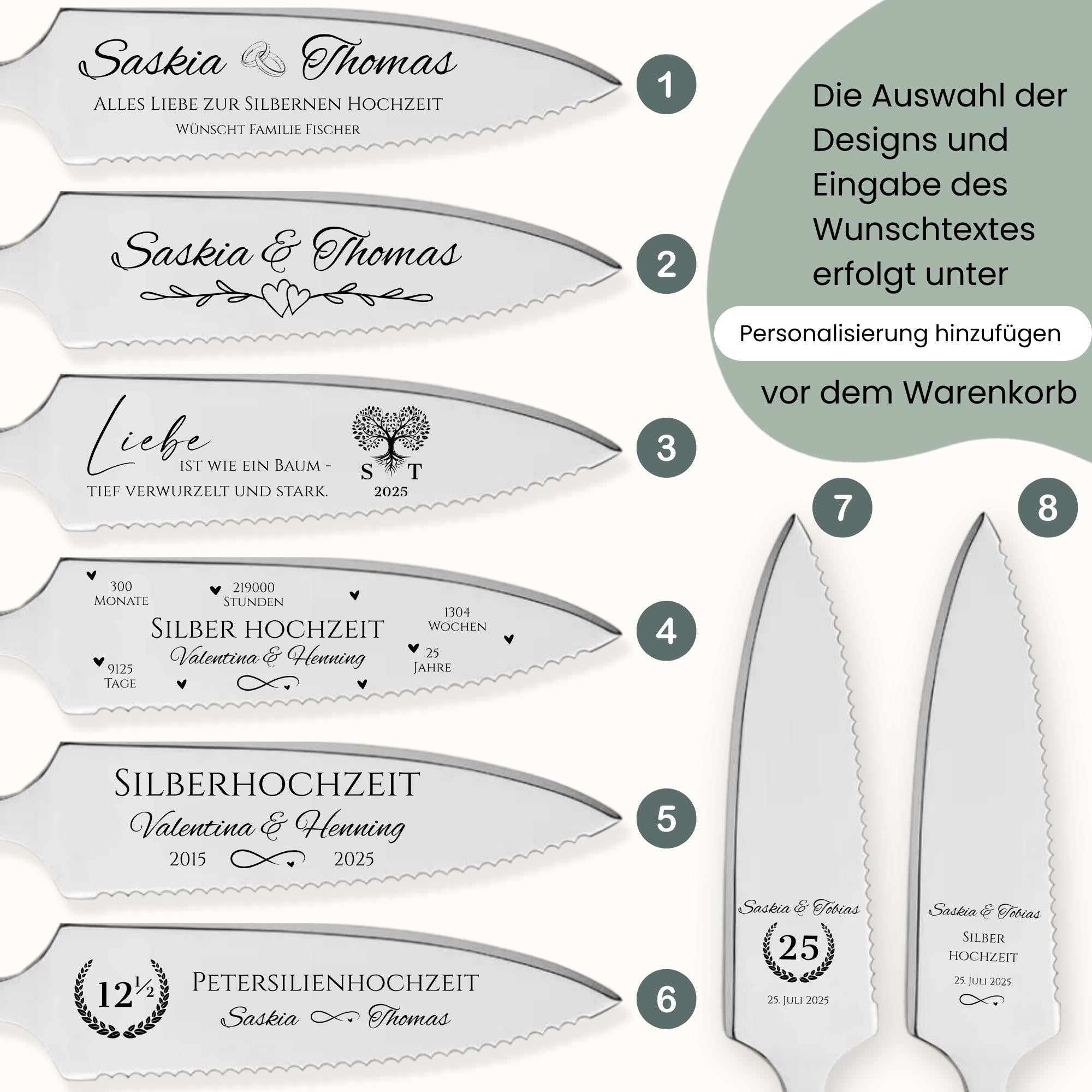 Tortenheber inkl. Tortenmesser im Set Personalisiert