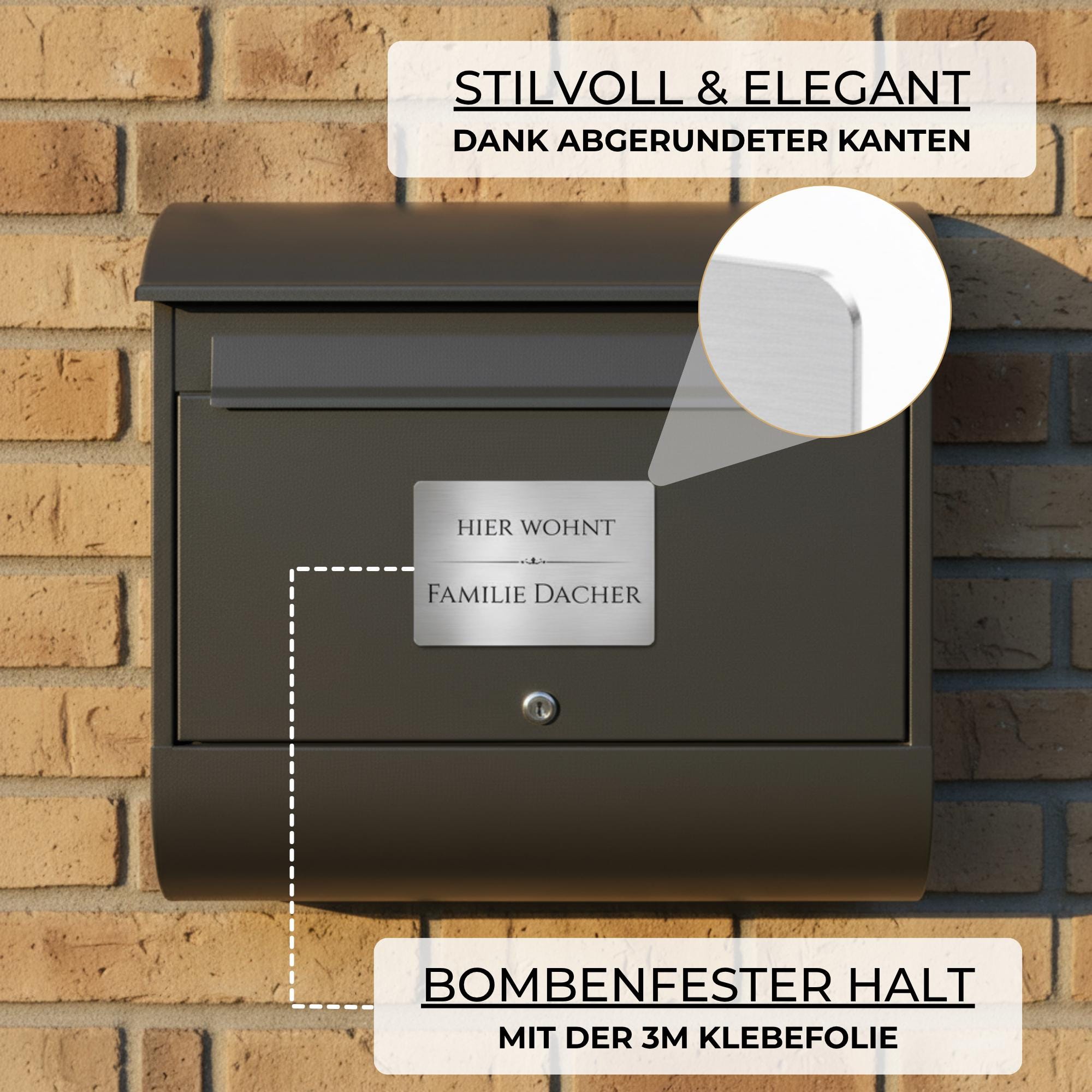 Personalisierte Namensschilder für Briefkasten, Klingelschild & Haustür – selbstklebend, wetterfest, aus Edelstahl