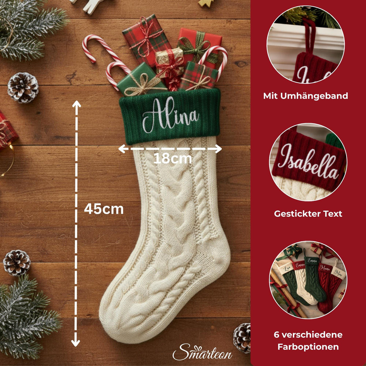Weihnachtsstrumpf personalisiert mit Namen
