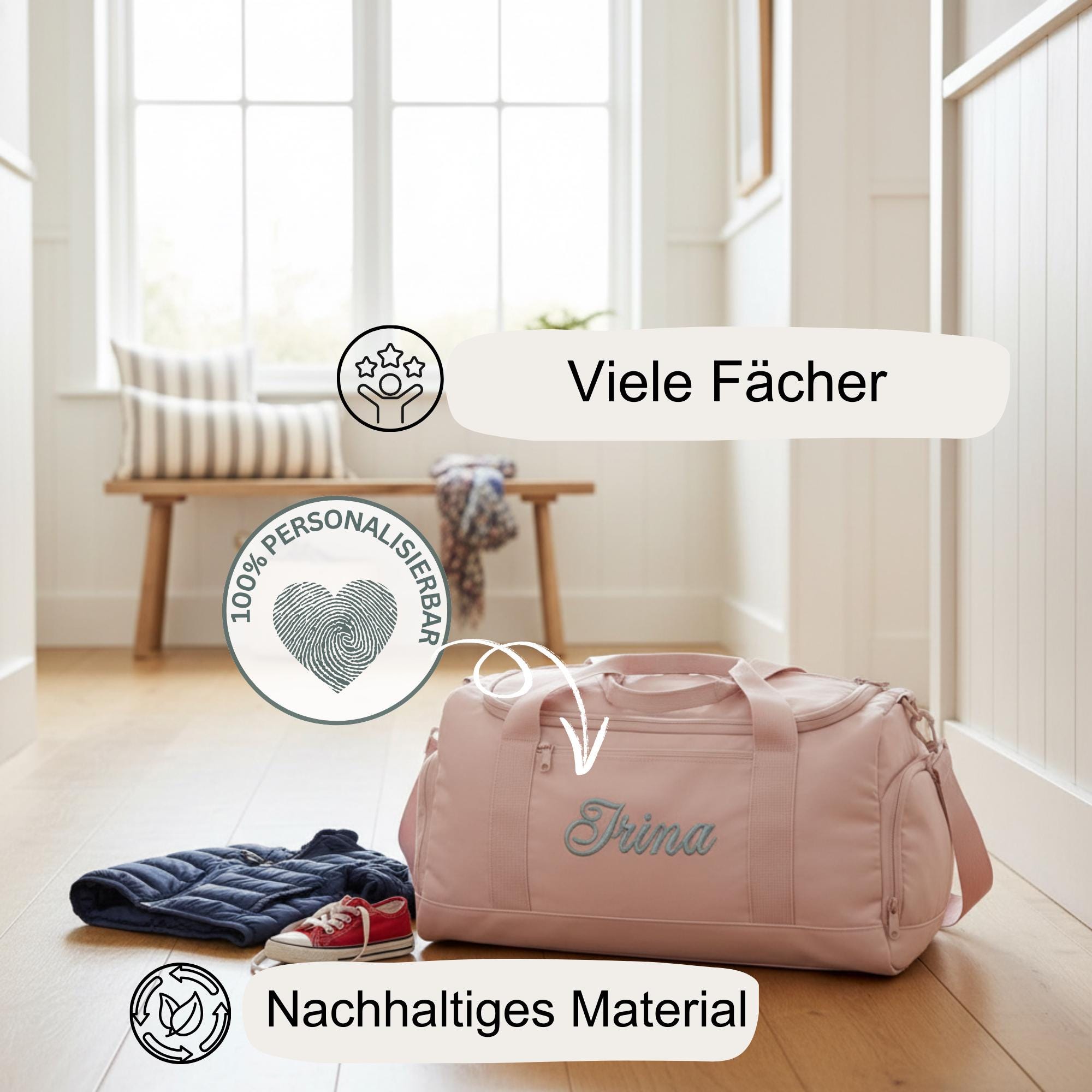 Personalisierte Sporttasche mit Namens Stick, Reisetasche mit Namen, Tasche mit Stick für Männer und Frauen