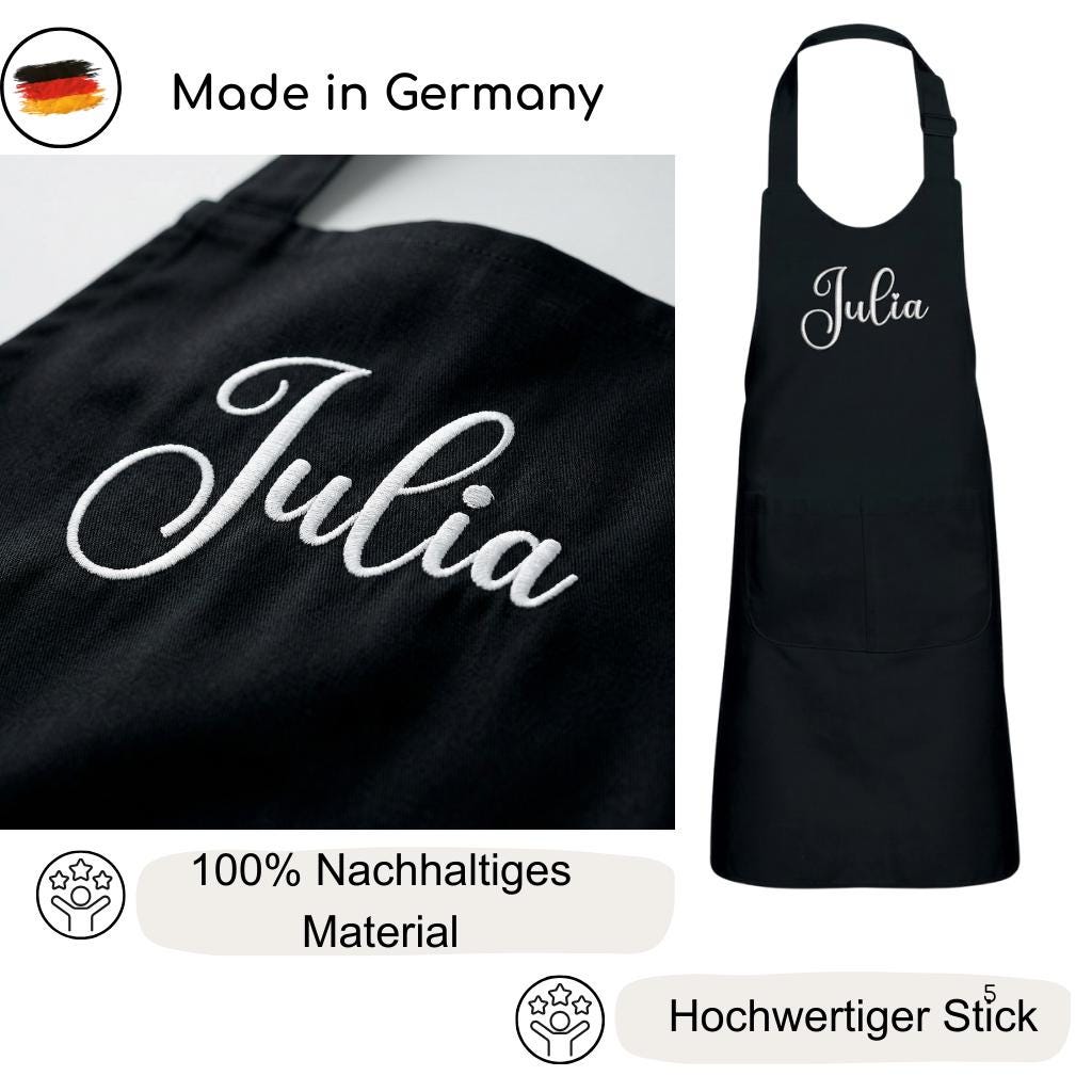 Personalisierte Kinderkochschürze bestickt, Schürze mit Stick, Geschenk für Junge und Mädchen