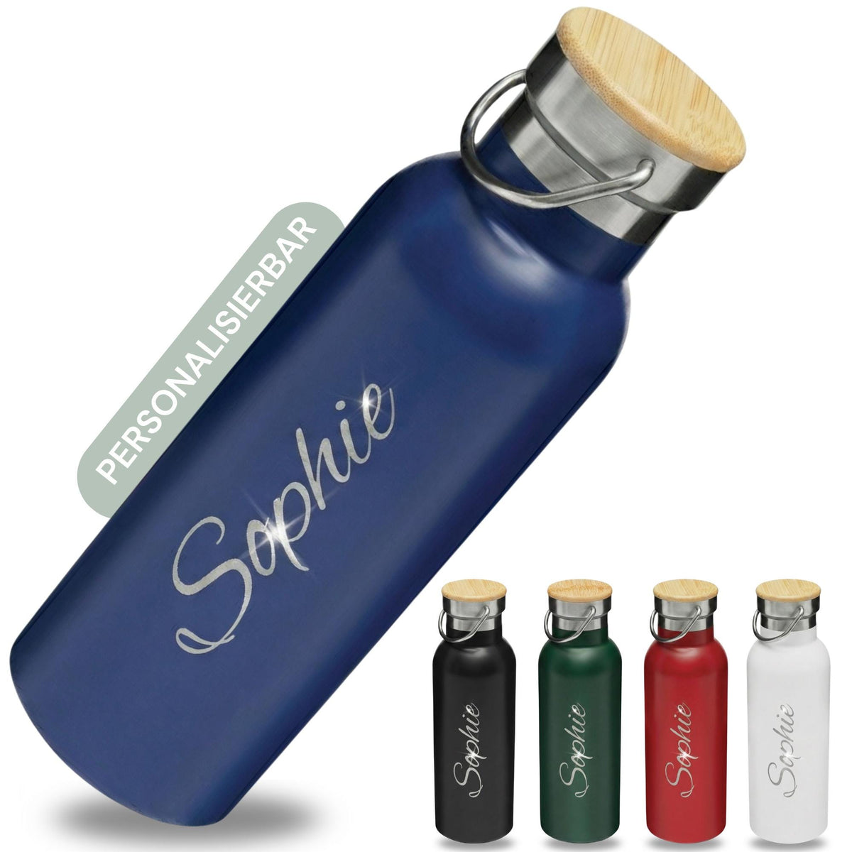Thermosflasche mit Gravur & Bambusdeckel (500ml)