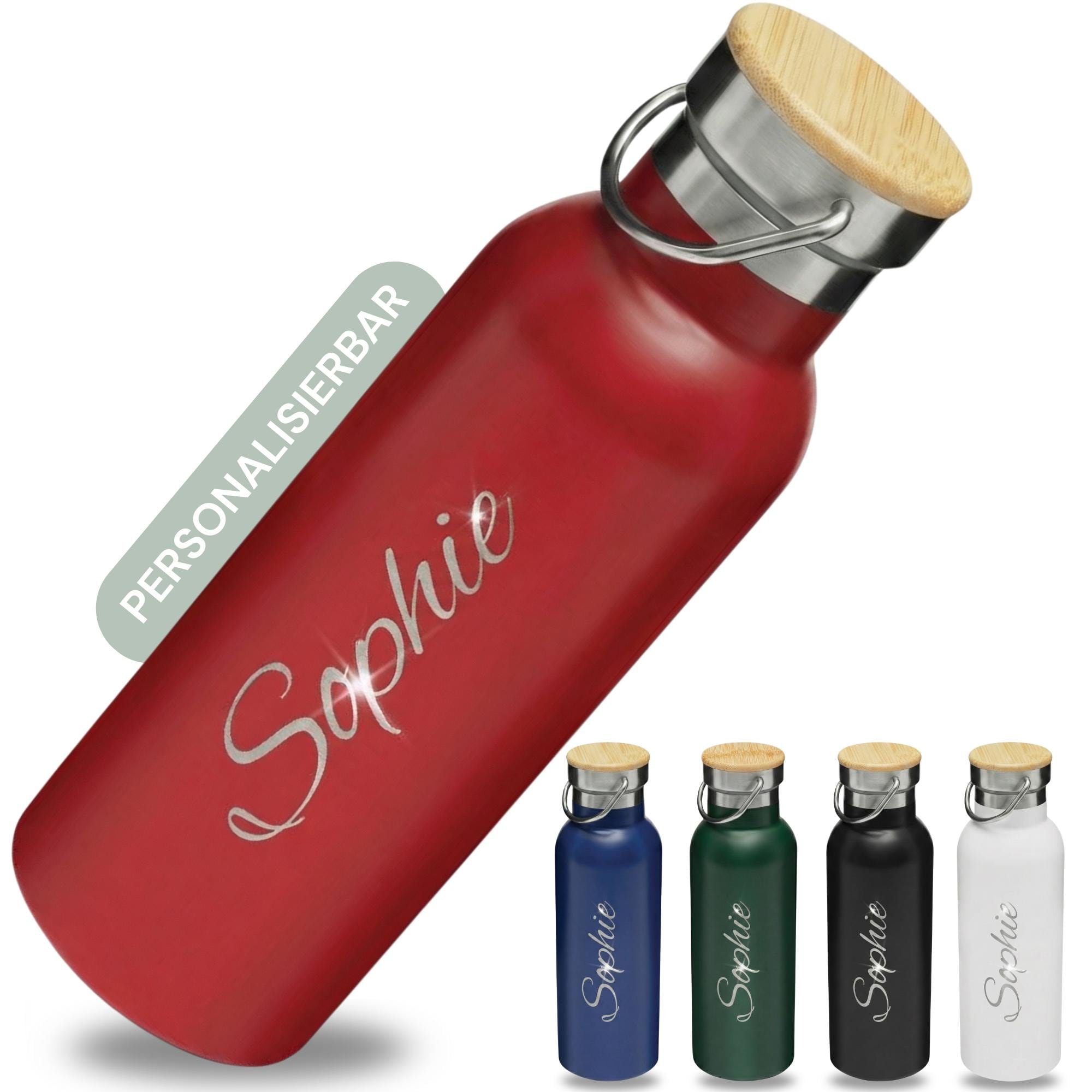 Thermosflasche mit Gravur & Bambusdeckel (500ml)