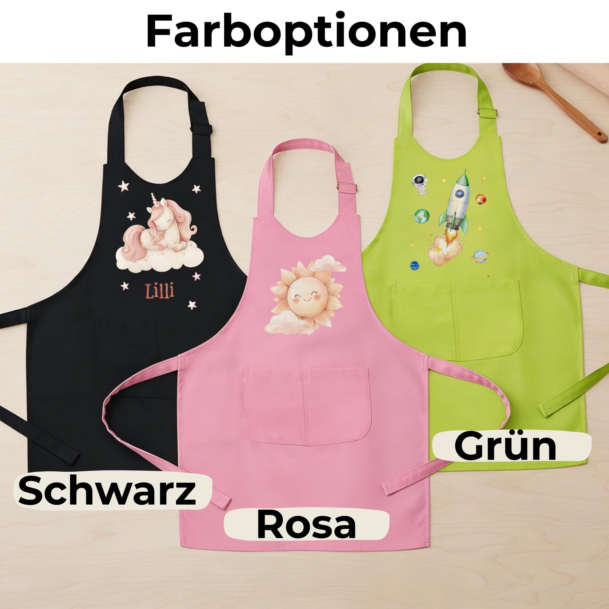 Personalisierte Kinderkochschürze mit Druck, Schürze mit Namen, Geschenk für Junge und Mädchen