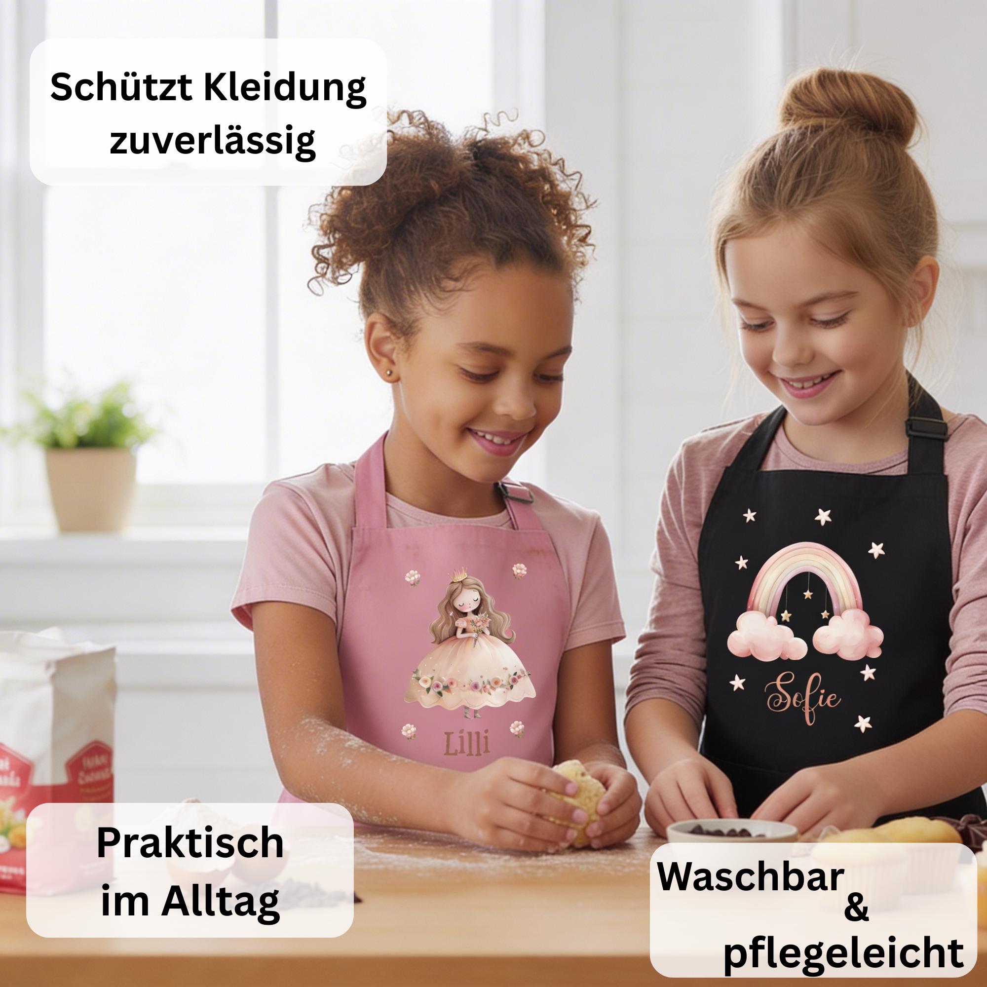 Personalisierte Kinderkochschürze mit Druck, Schürze mit Namen, Geschenk für Junge und Mädchen
