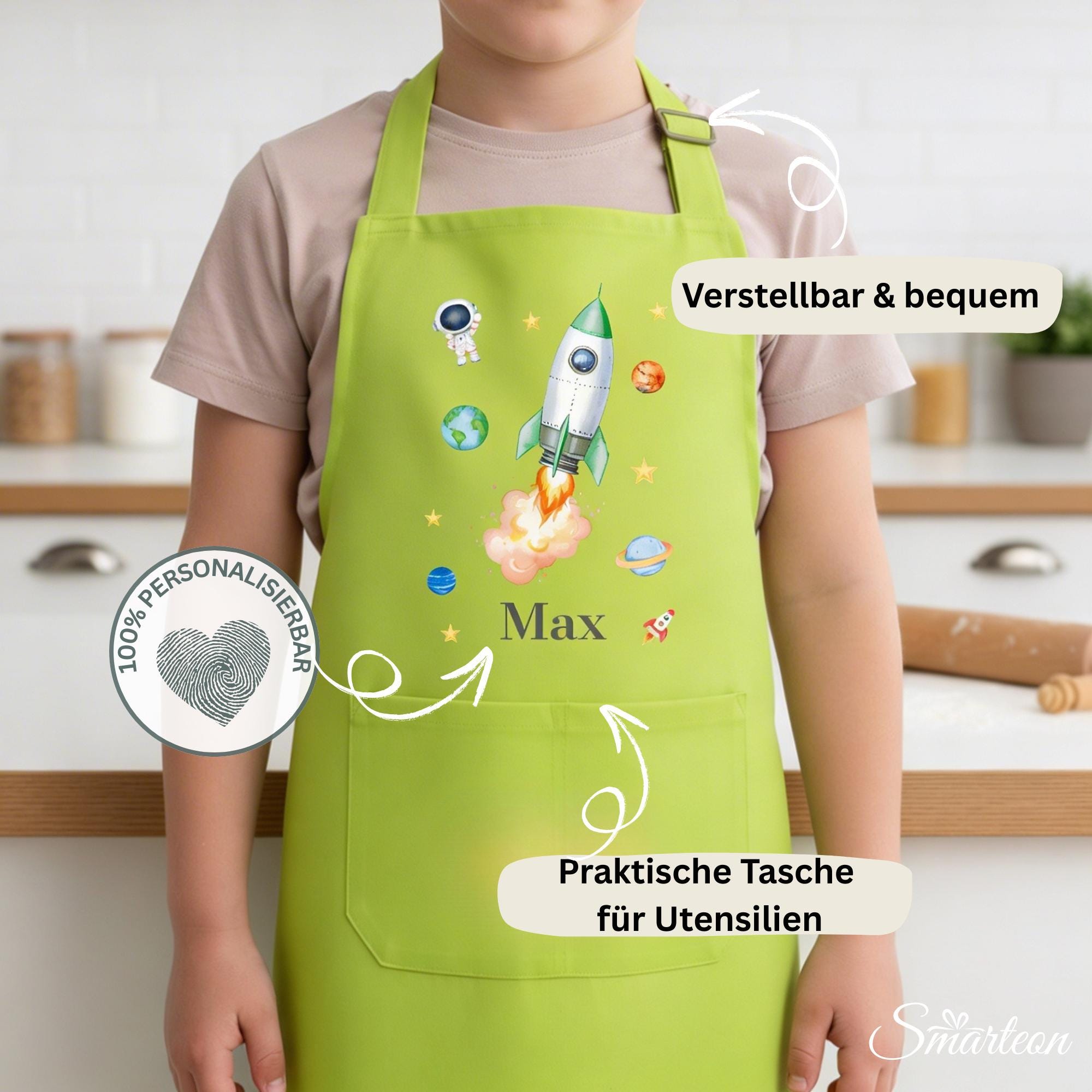 Personalisierte Kinderkochschürze mit Druck, Schürze mit Namen, Geschenk für Junge und Mädchen