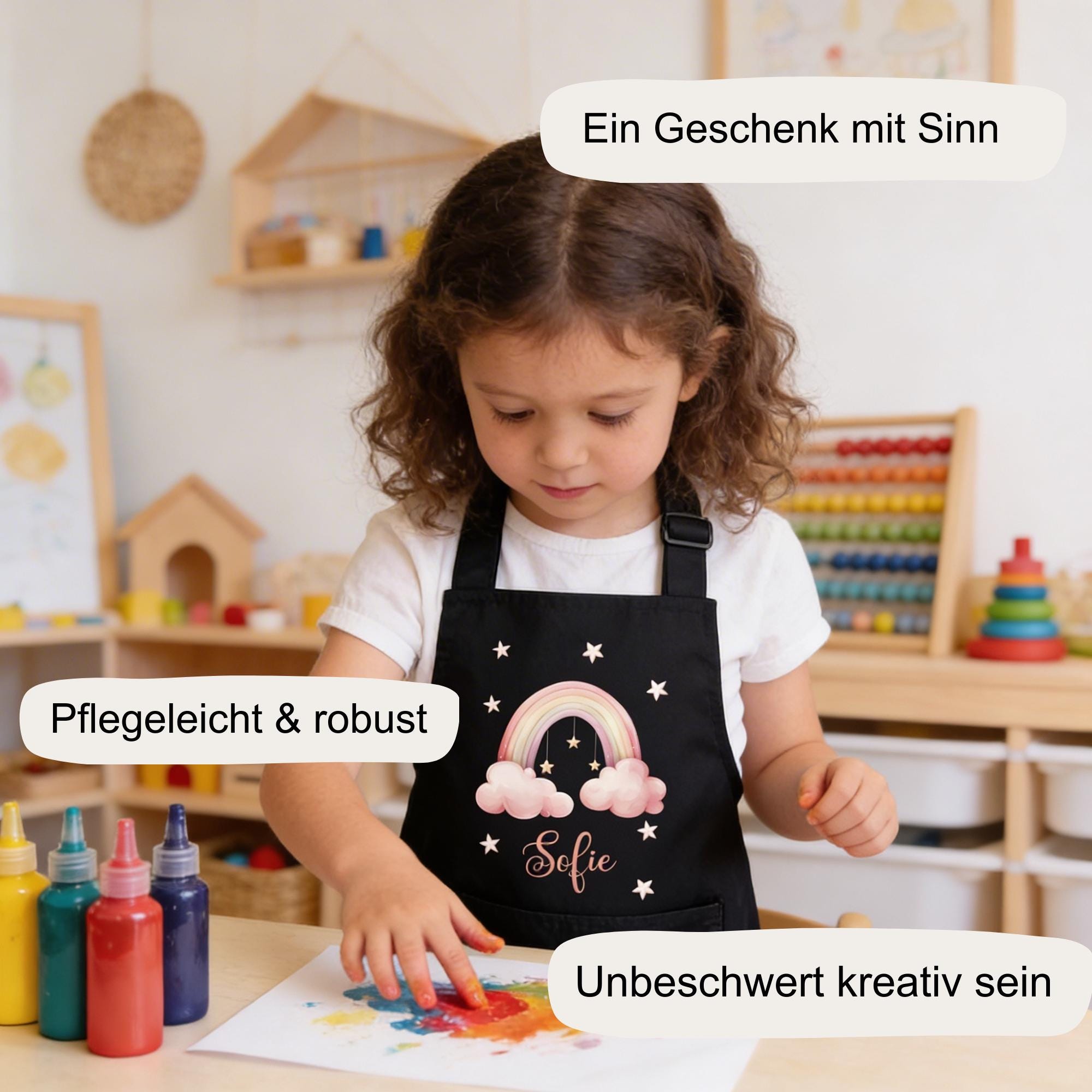 Personalisierte Kinderkochschürze mit Druck, Schürze mit Namen, Geschenk für Junge und Mädchen