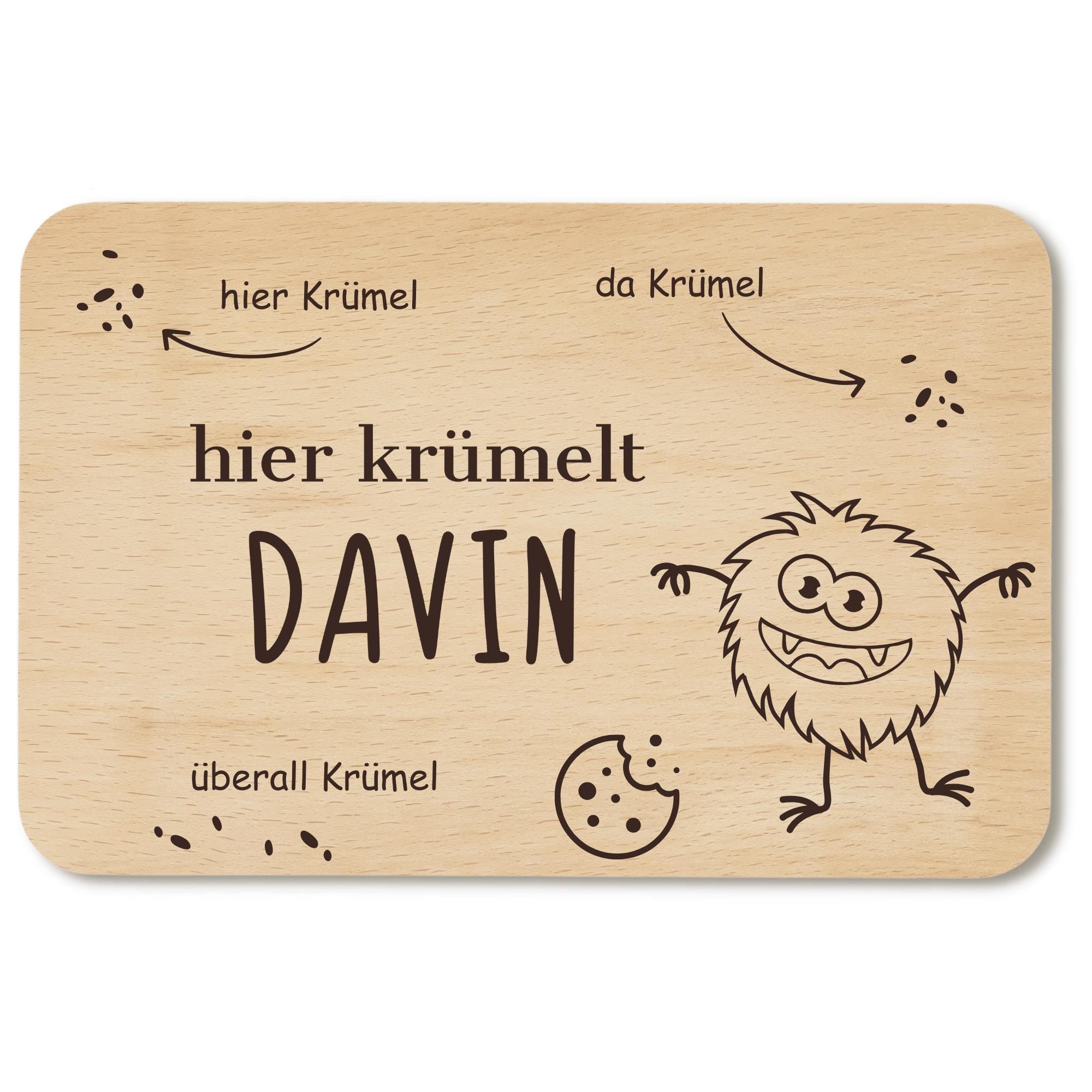 Personalisiertes Frühstücksbrettchen - Individuelles Holzbrett für Kinder mit Namen
