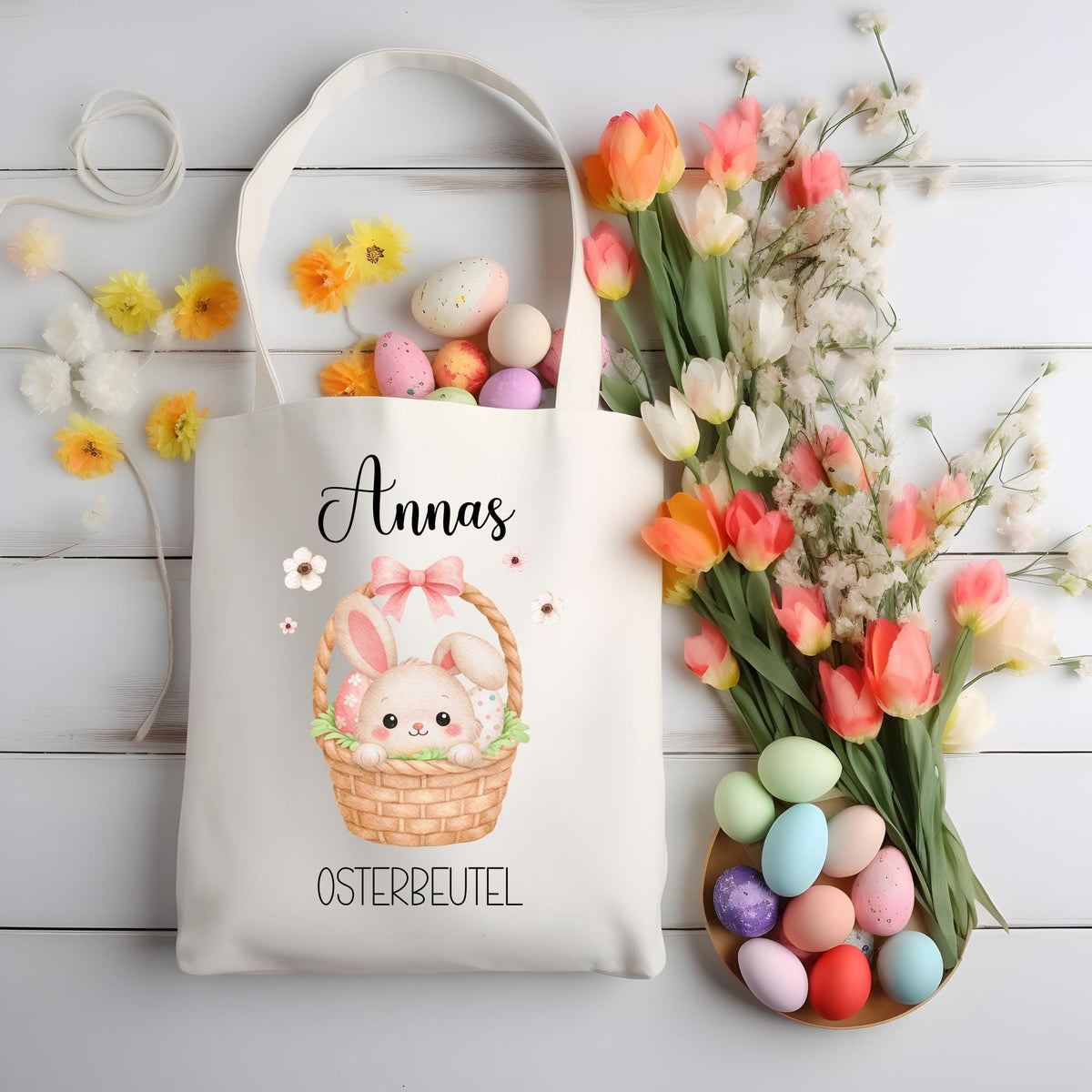 Personalisierte Stofftasche bedruckt zu Ostern