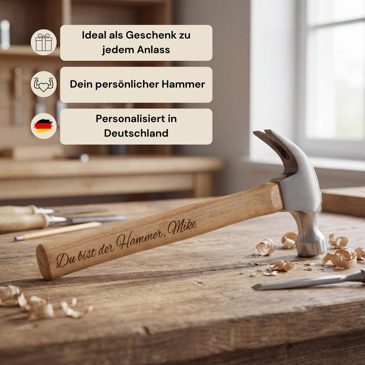 Personalisierter Hammer mit Gravur