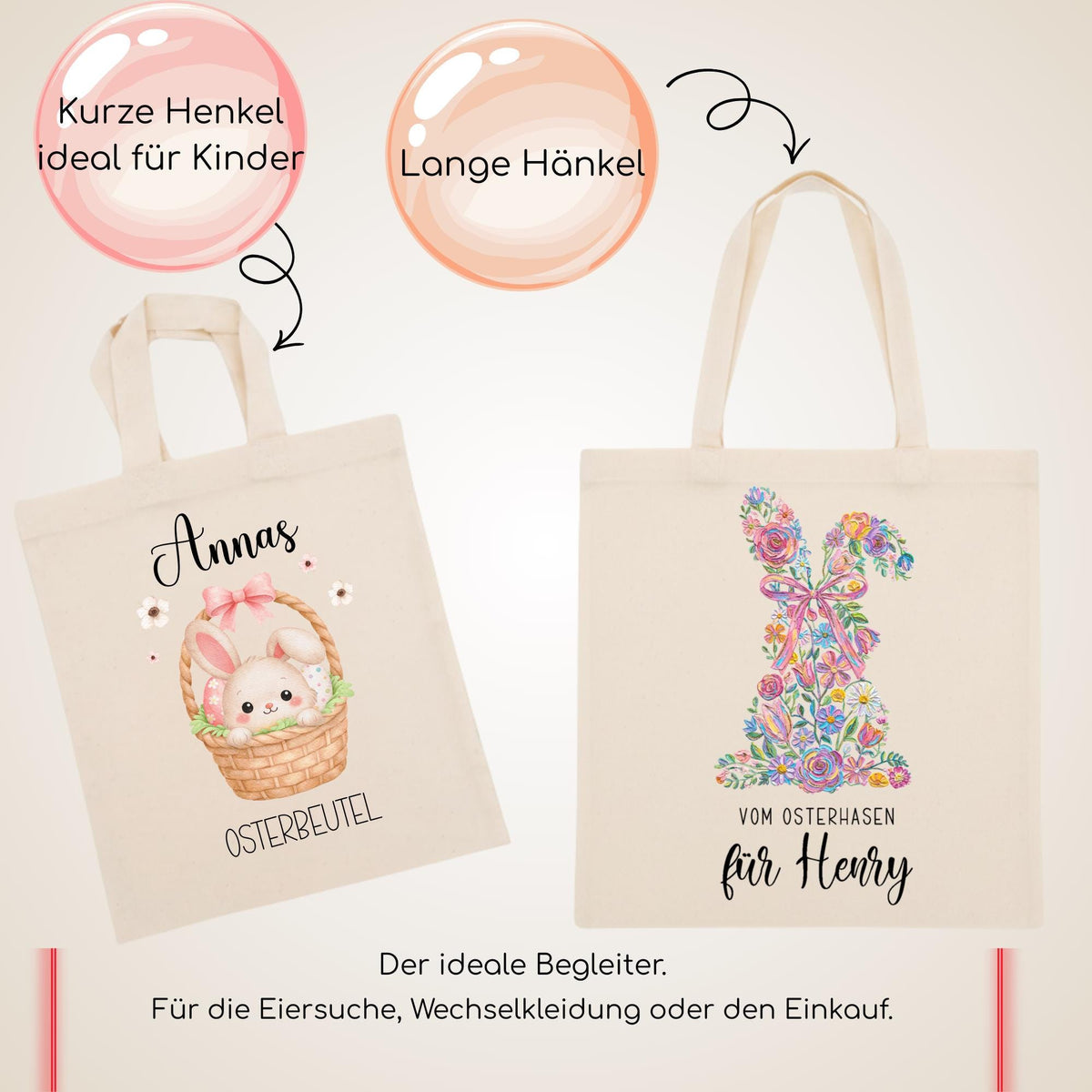 Personalisierte Stofftasche bedruckt zu Ostern