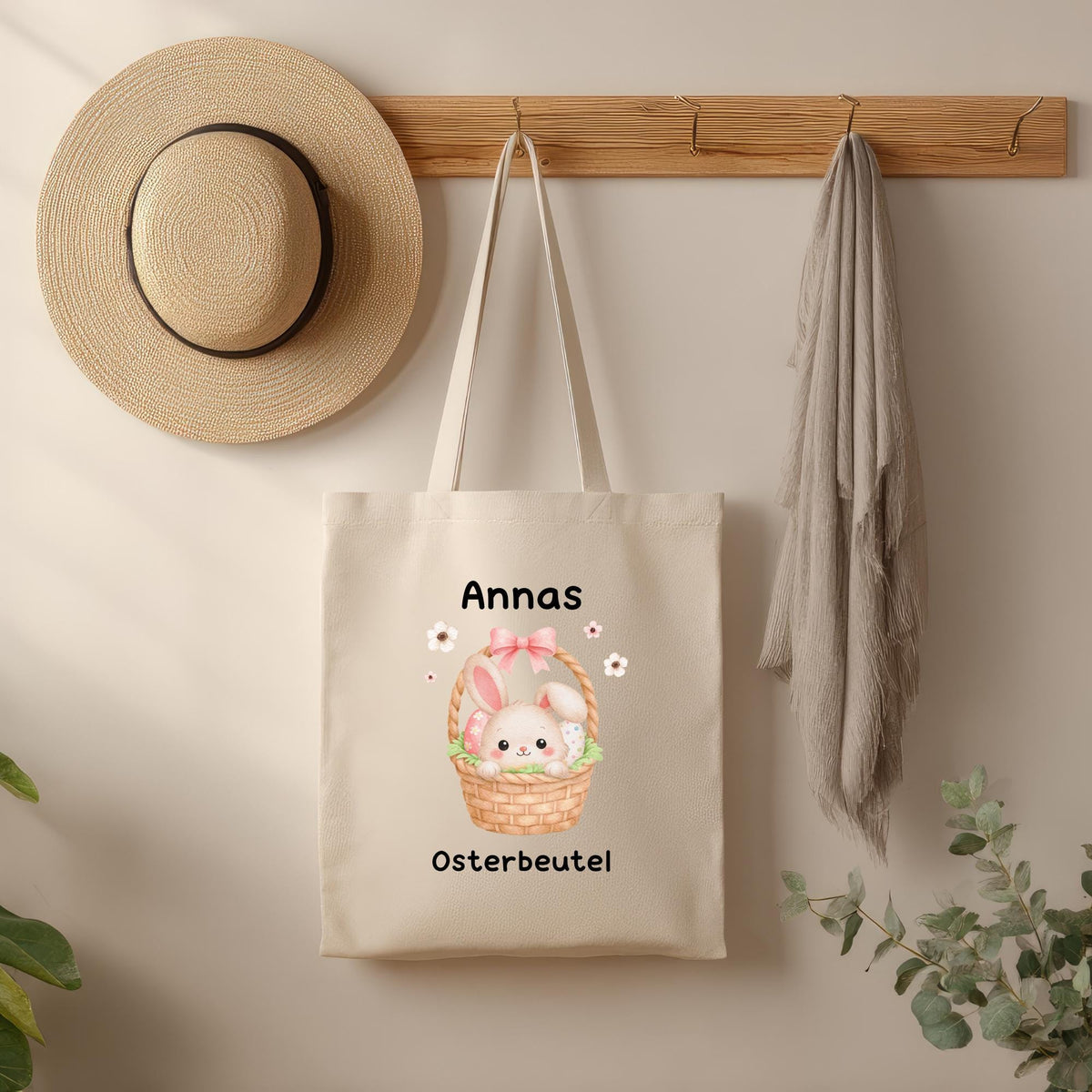 Personalisierte Stofftasche bedruckt zu Ostern