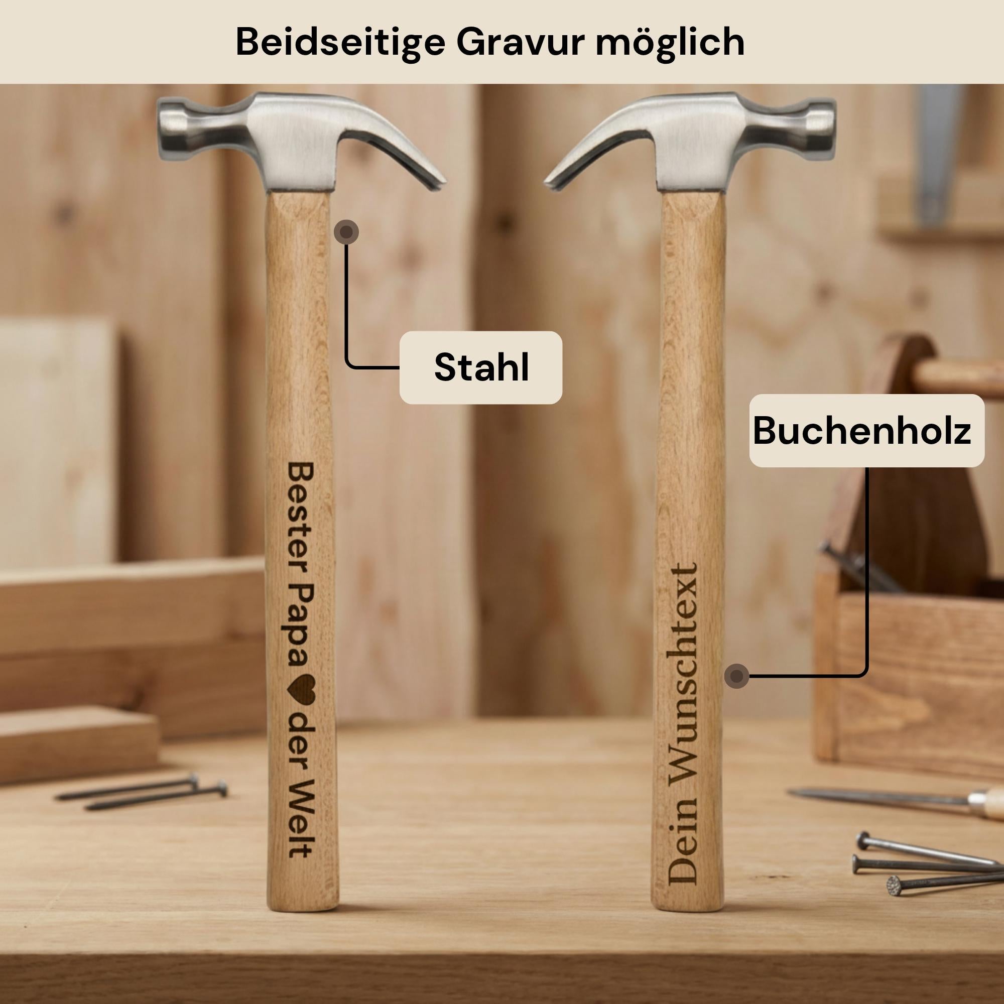 Personalisierter Hammer mit Gravur – Vatertagsgeschenk für Papa – Geschenk für Handwerker – Hammer mit Namen – personalisiertes Werkzeug