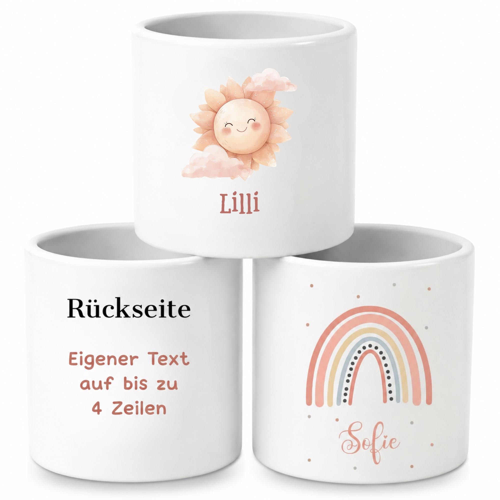 Personalisierter Stiftehalter Kinder mit Name, Einschulung Geschenk, Stifteköcher Schreibtisch, Stiftebecher mit Wunschmotiv
