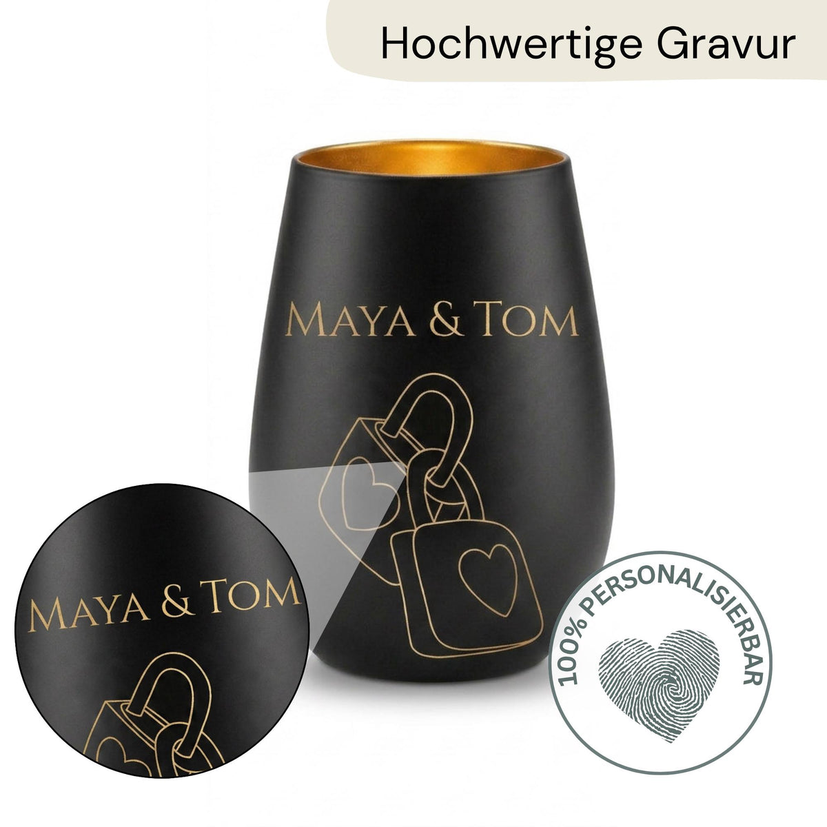 Personalisiertes Windlicht mit Namen & Symbol