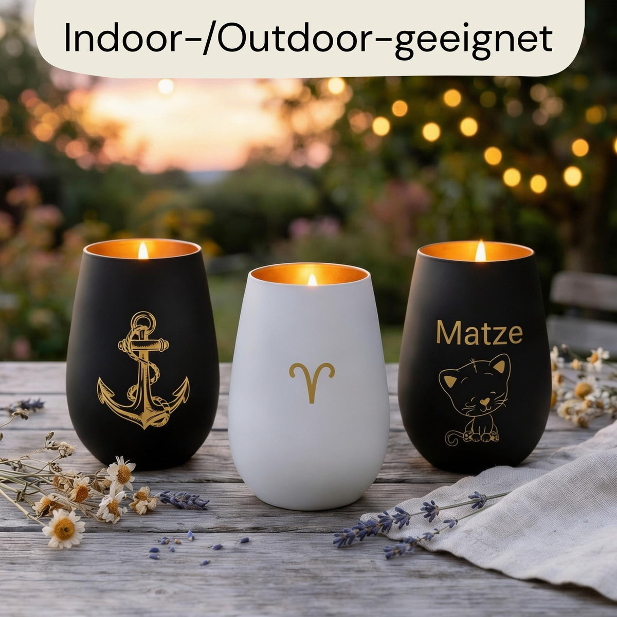 Personalisiertes Windlicht mit Namen & Symbol