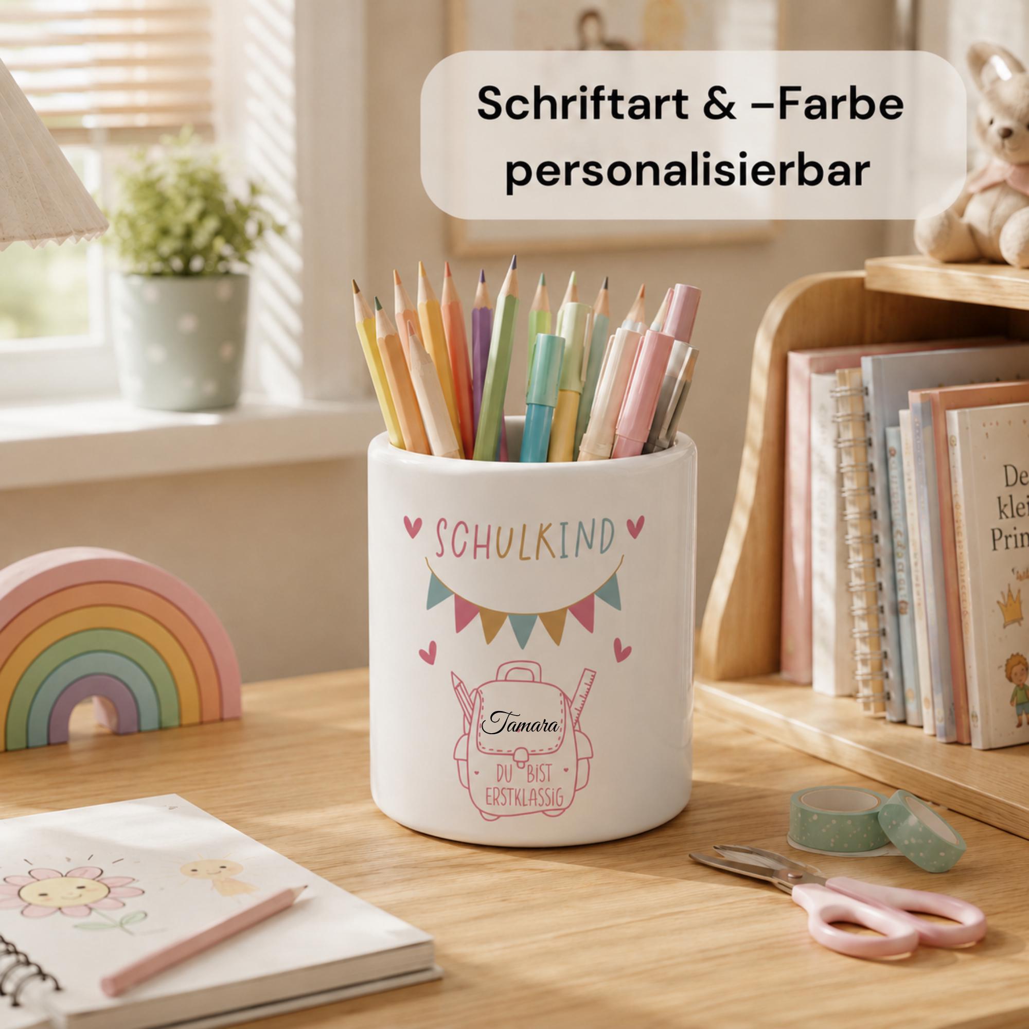 Personalisierter Stiftehalter Einschulung mit Namen
