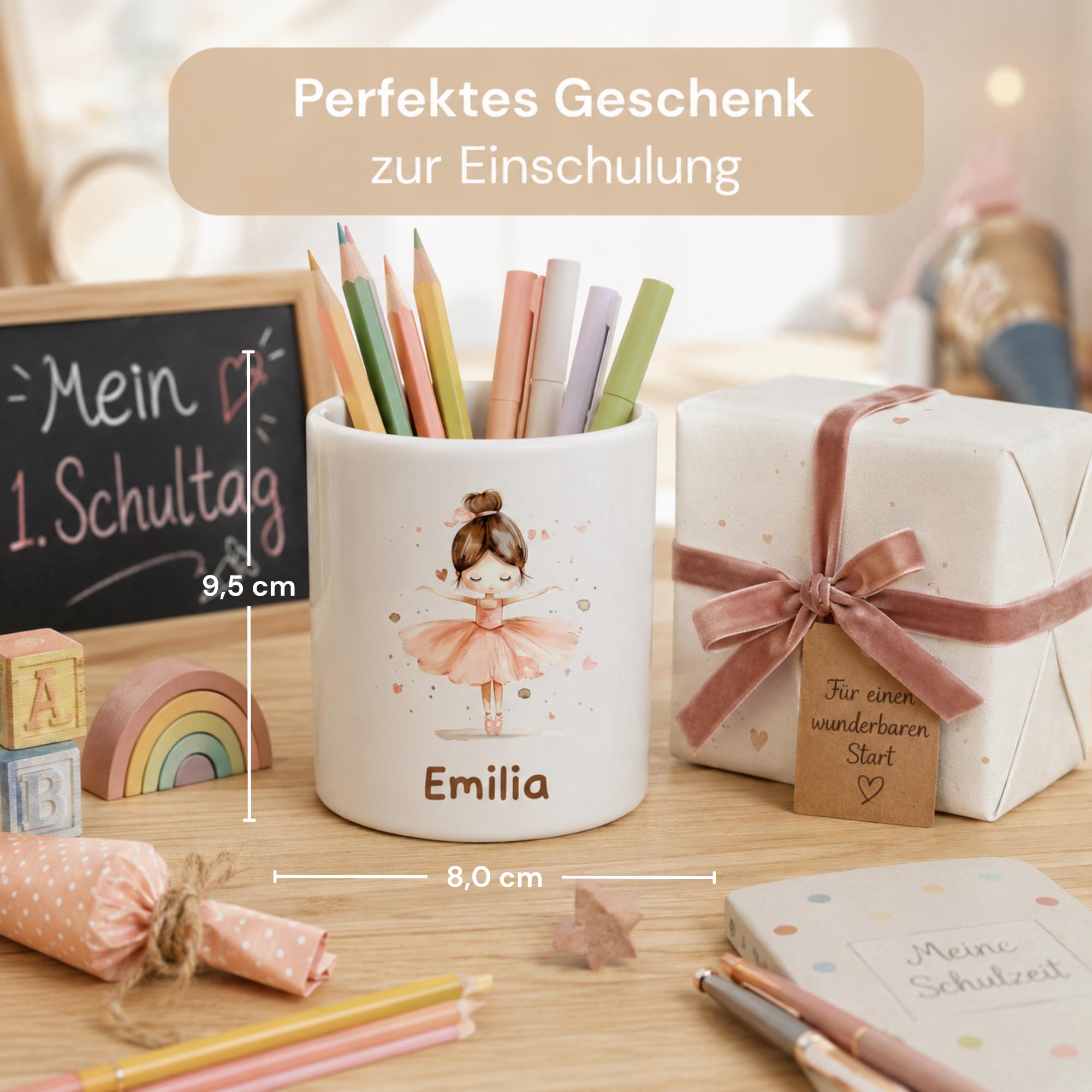 Personalisierter Stiftehalter Kinder mit Name, Einschulung Geschenk, Stifteköcher Schreibtisch, Stiftebecher mit Wunschmotiv
