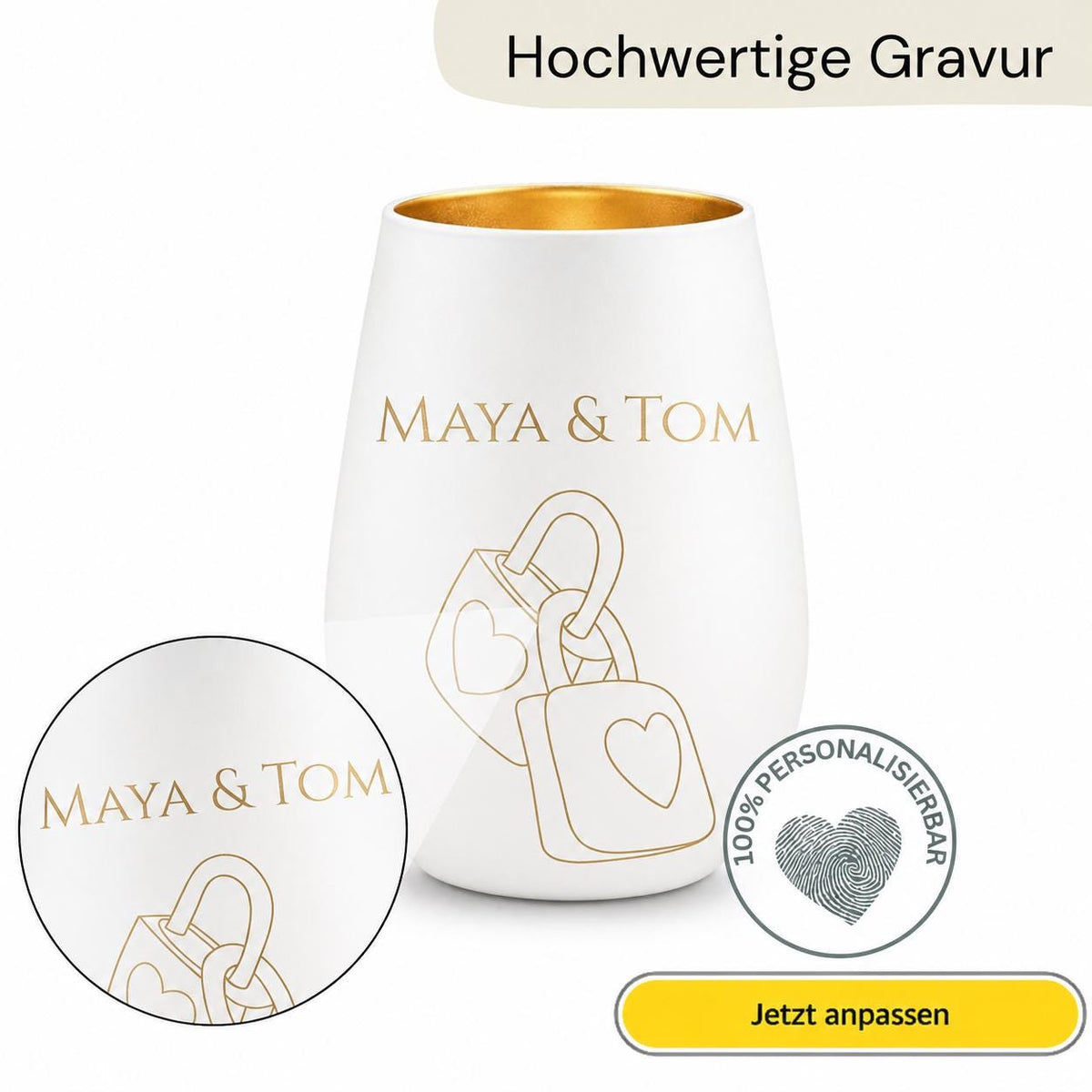 Personalisiertes Windlicht mit Namen & Symbol