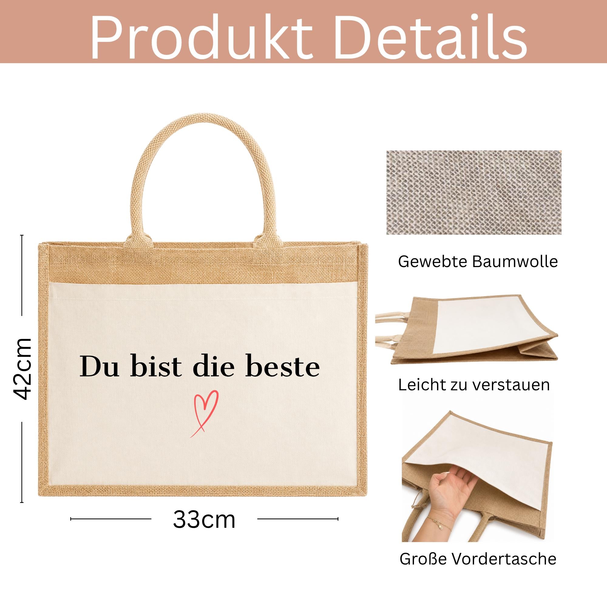 Personalisierte Jutetasche - du bist die Beste