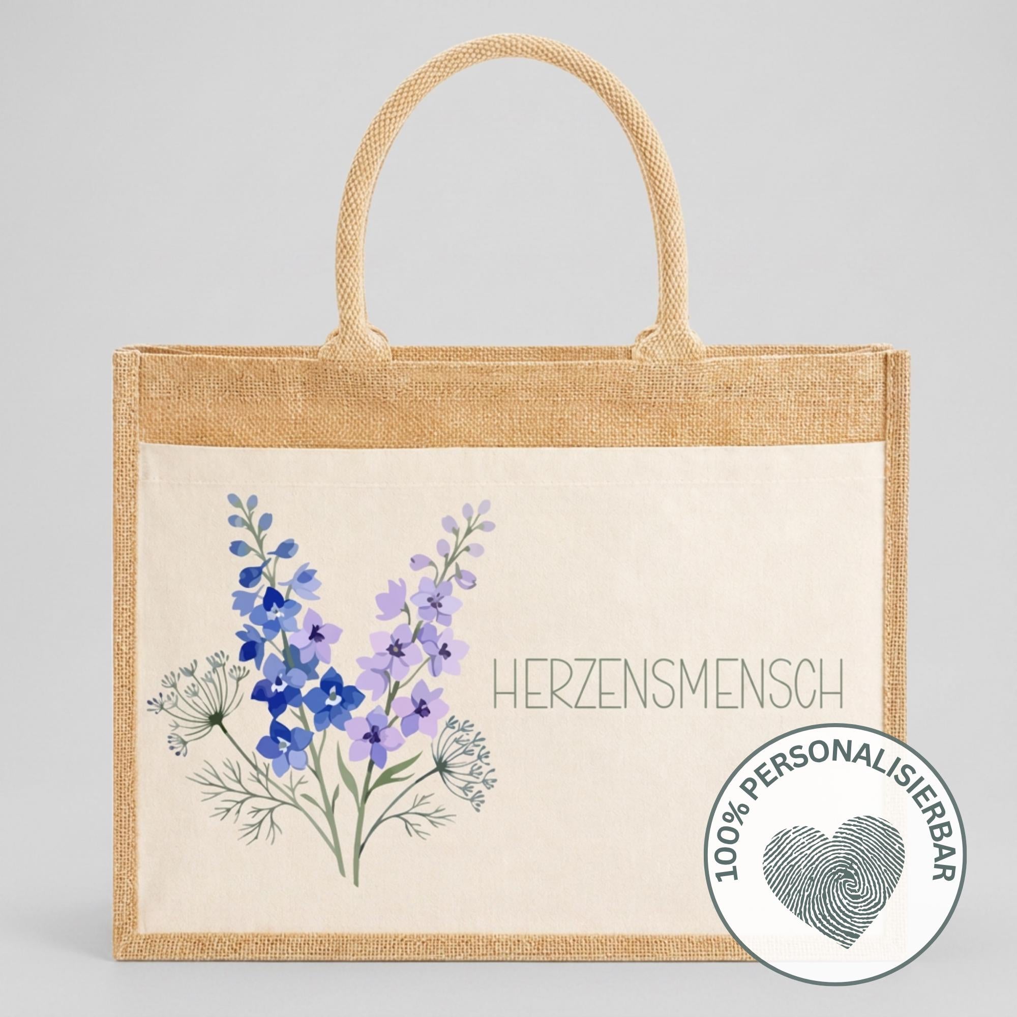 Personalisierte Jutetasche - Blume 1