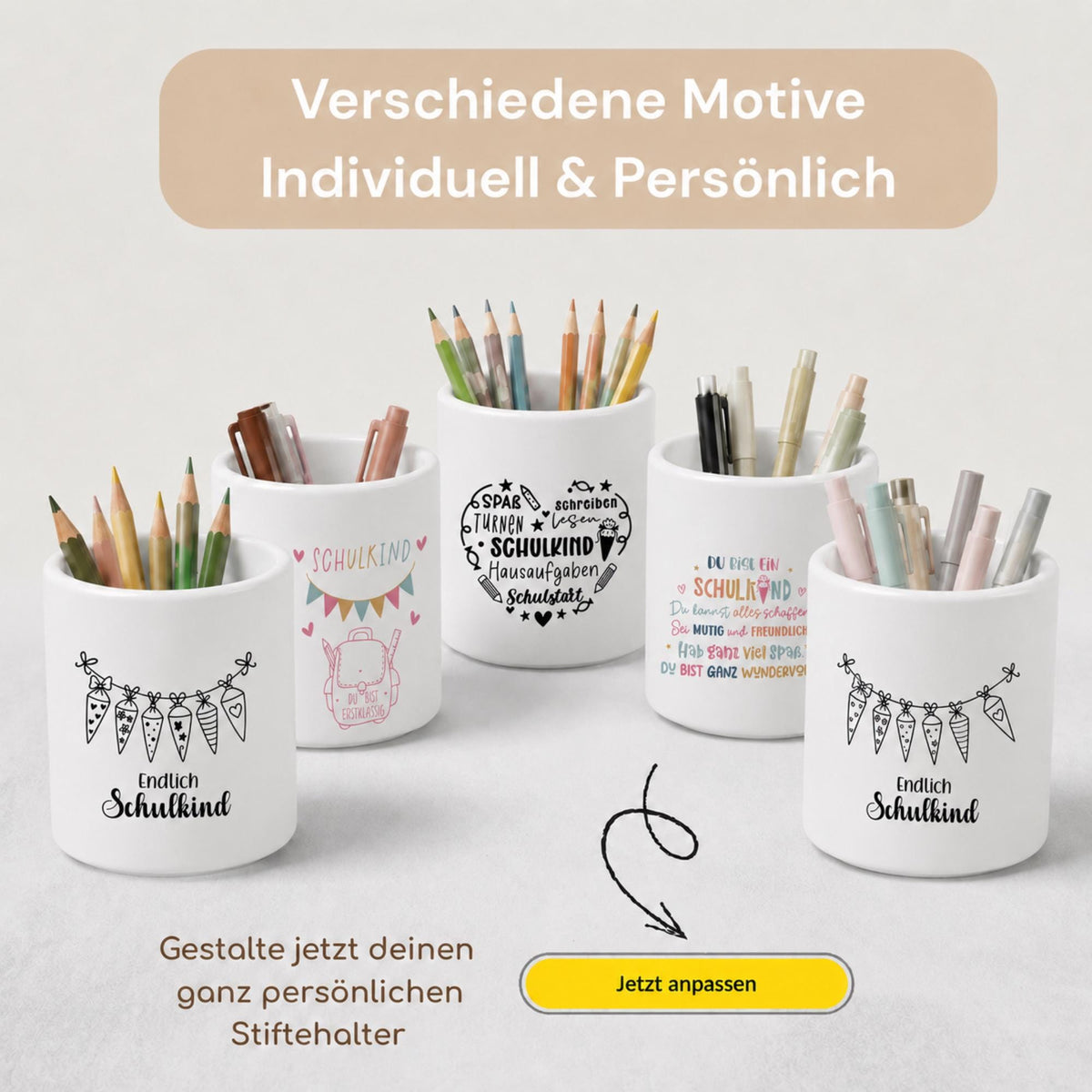 Personalisierter Stiftehalter Einschulung mit Namen