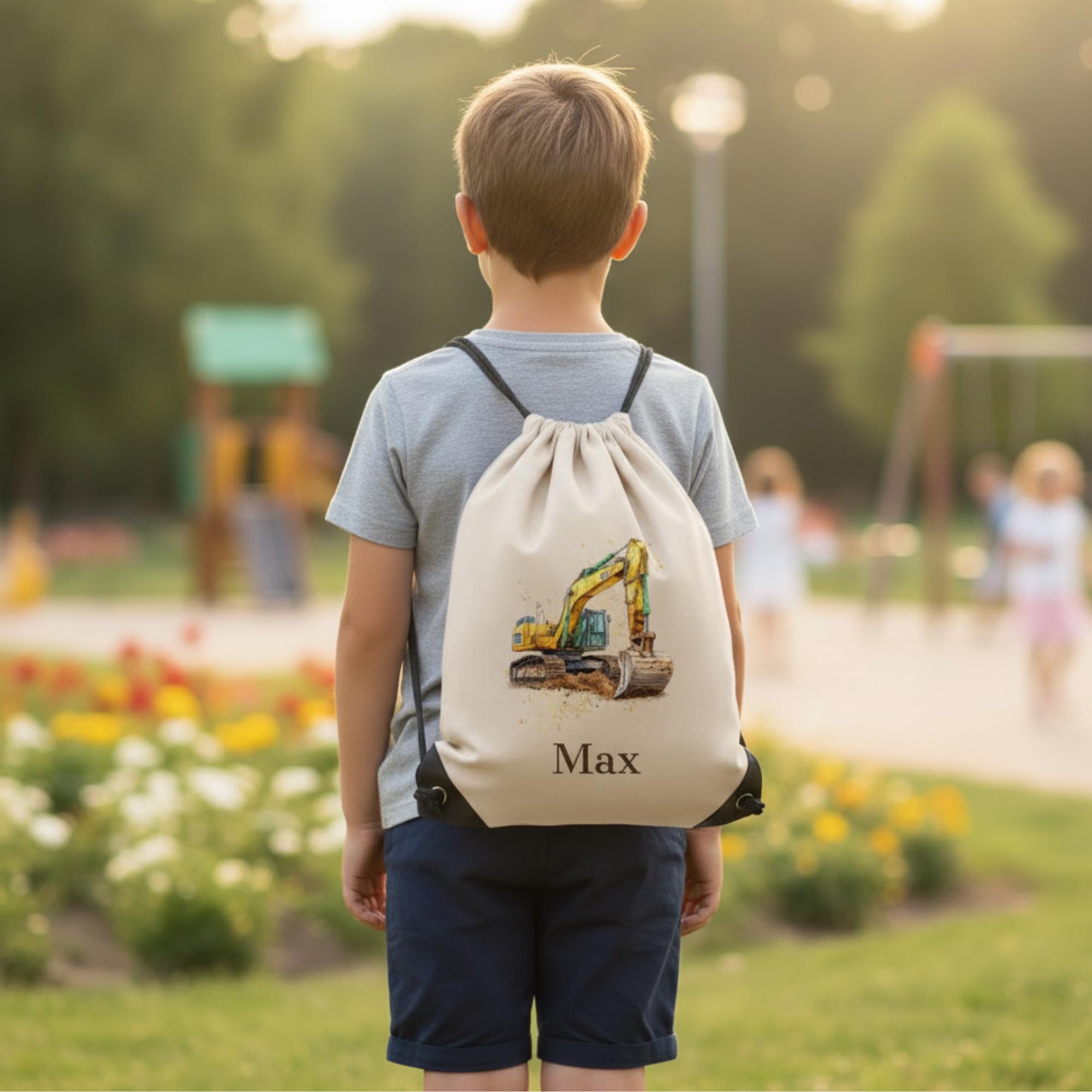Personalisierter Turnbeutel mit Namen | Gymbag Kinder Mädchen Junge | Geschenk zur Einschulung & Kindergartenstart | Sportbeutel Schule Kita
