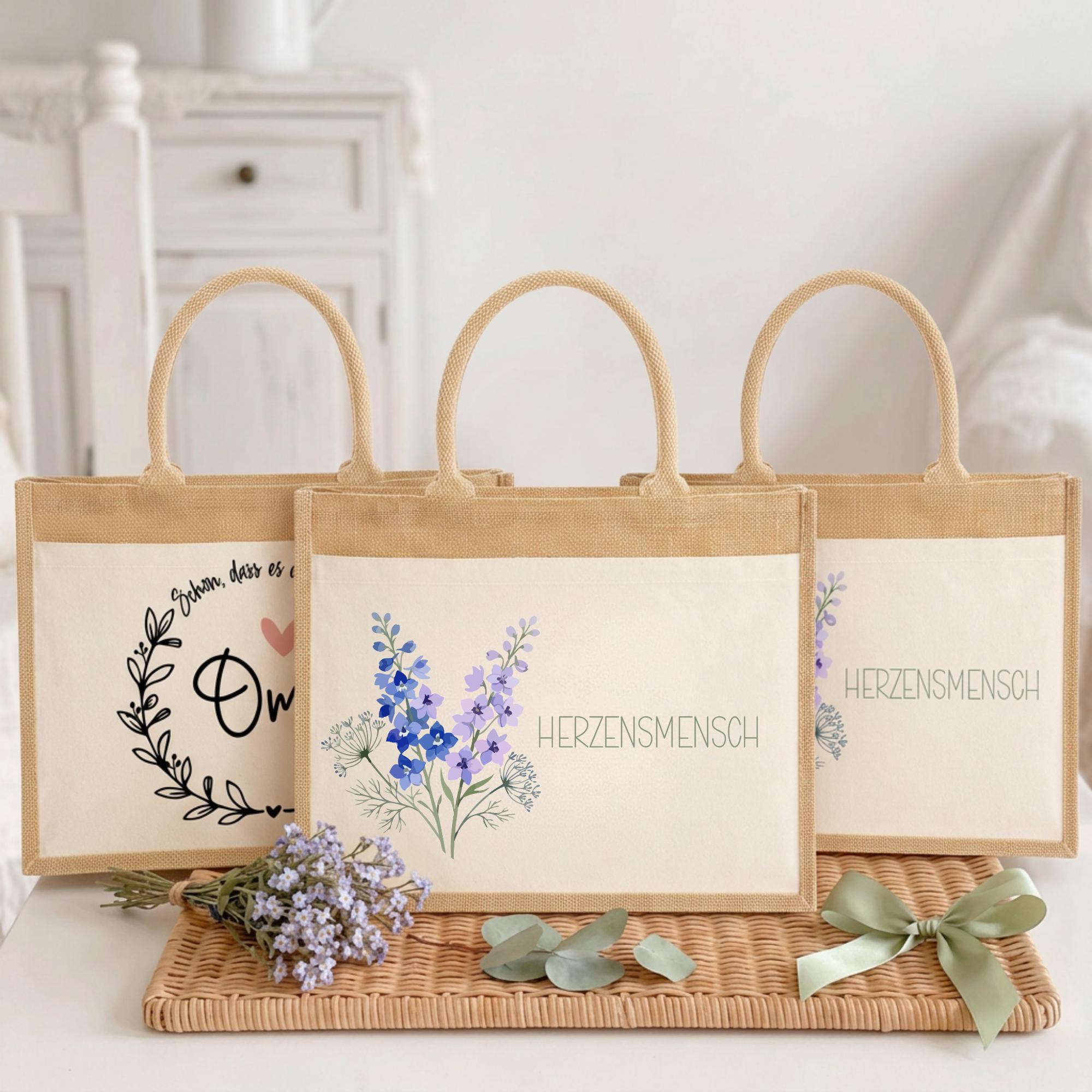 Personalisierte Jutetasche - Blume 1
