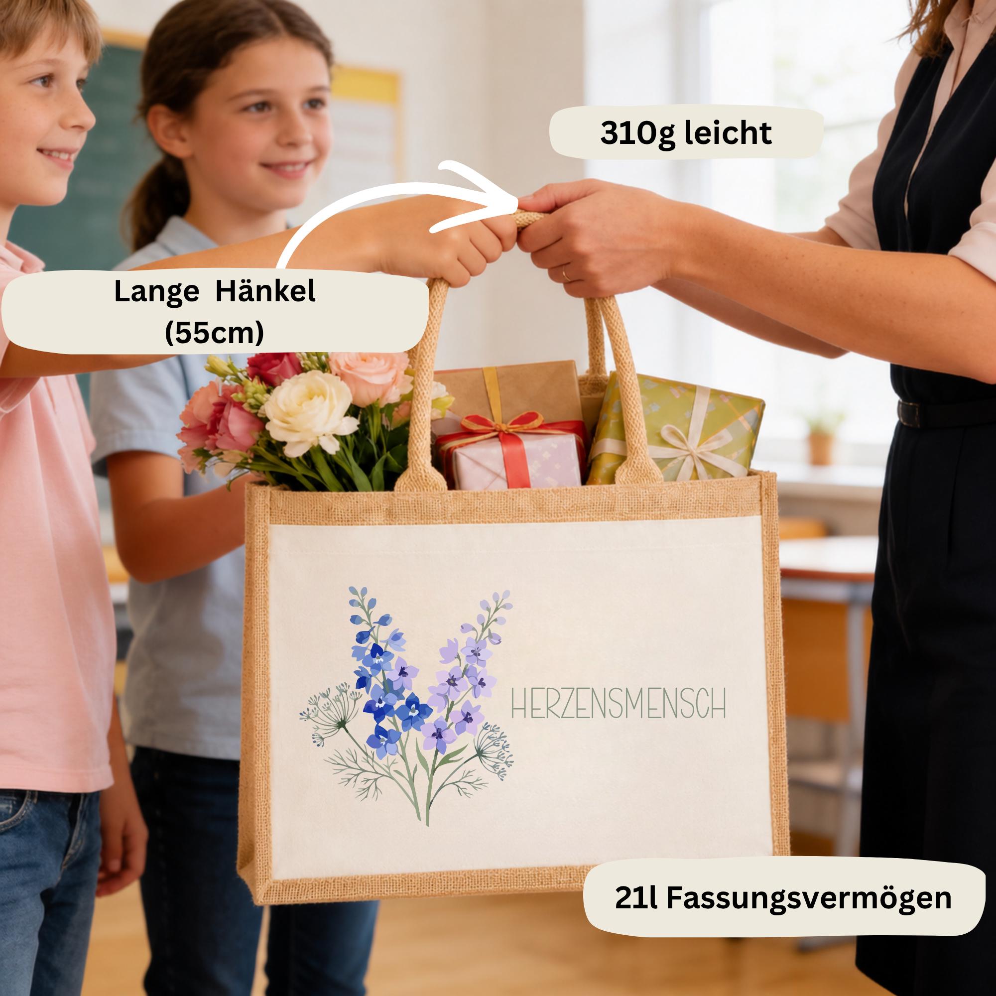 Personalisierte Jutetasche - Blume 1
