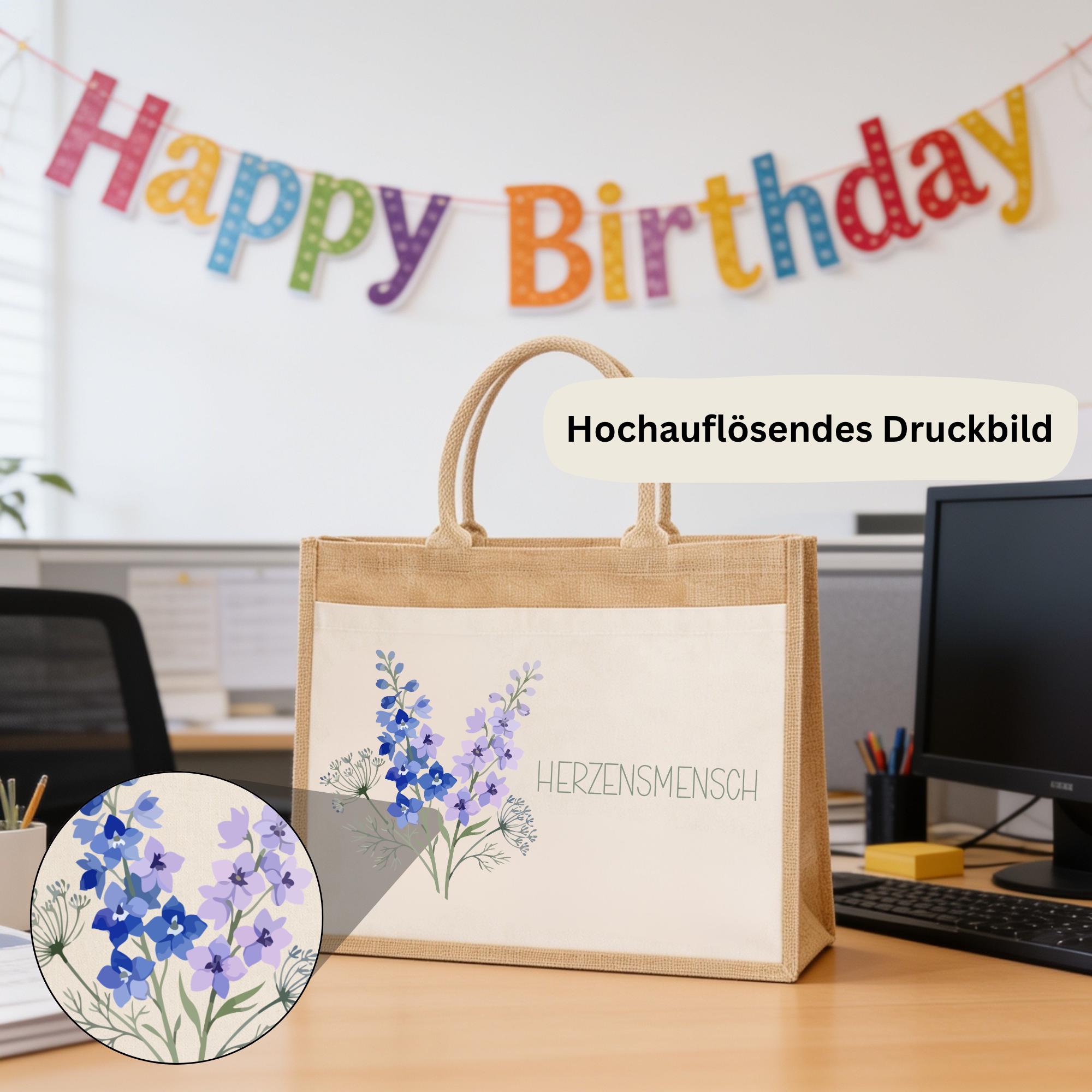 Personalisierte Jutetasche - Blume 1