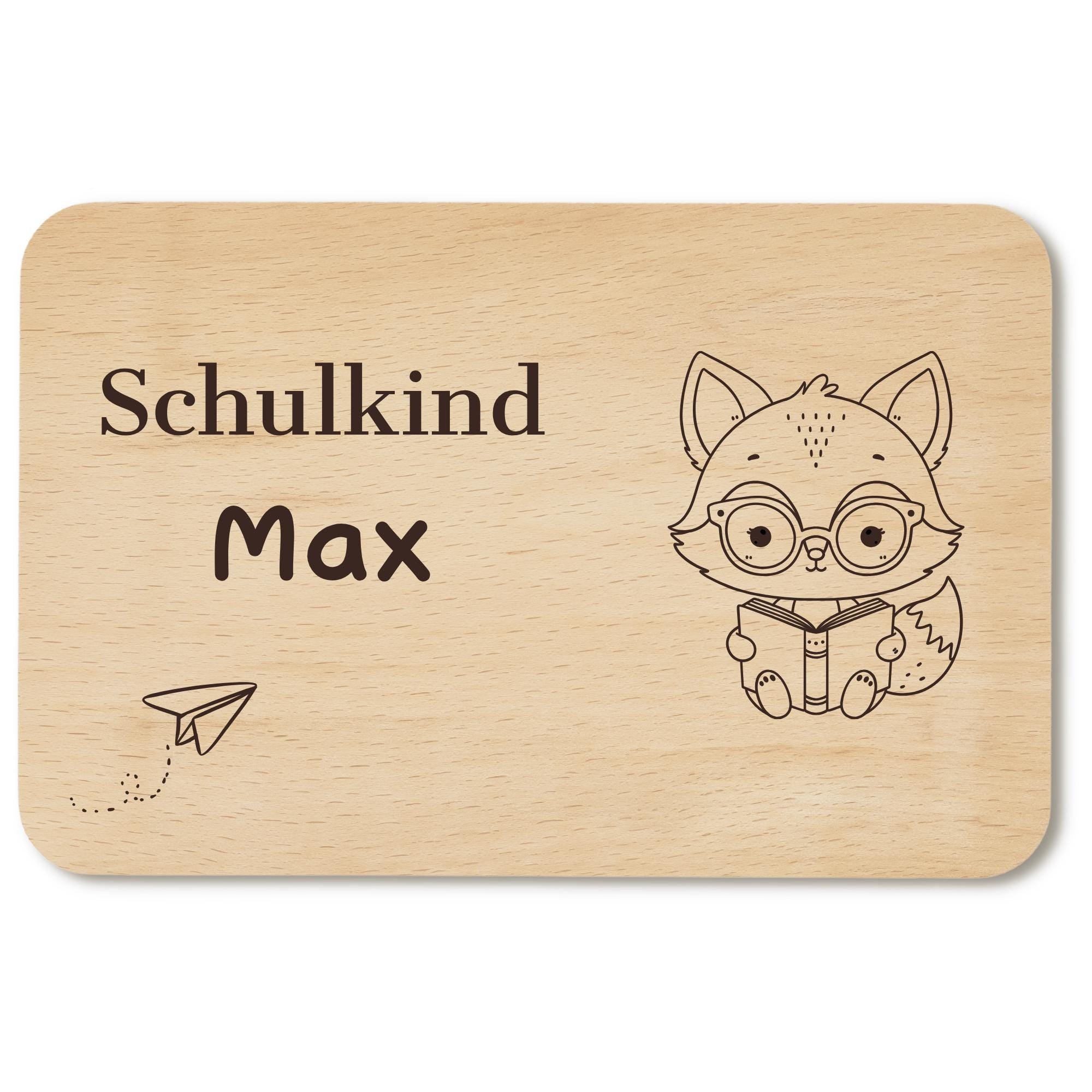 Personalisiertes Frühstücksbrettchen zur Einschulung mit Name, Holzbrettchen mit Wunschgravur, Geschenk zur Einschulung