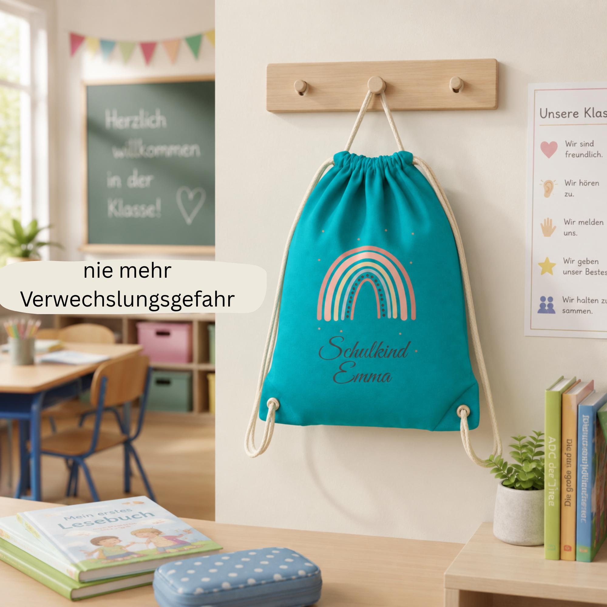 Personalisierter Turnbeutel, Schulkind 2026, Sportbeutel, personalisiert fĂŒr Schule & Einschulung, Geschenk zum Schulstart in 5 Farben