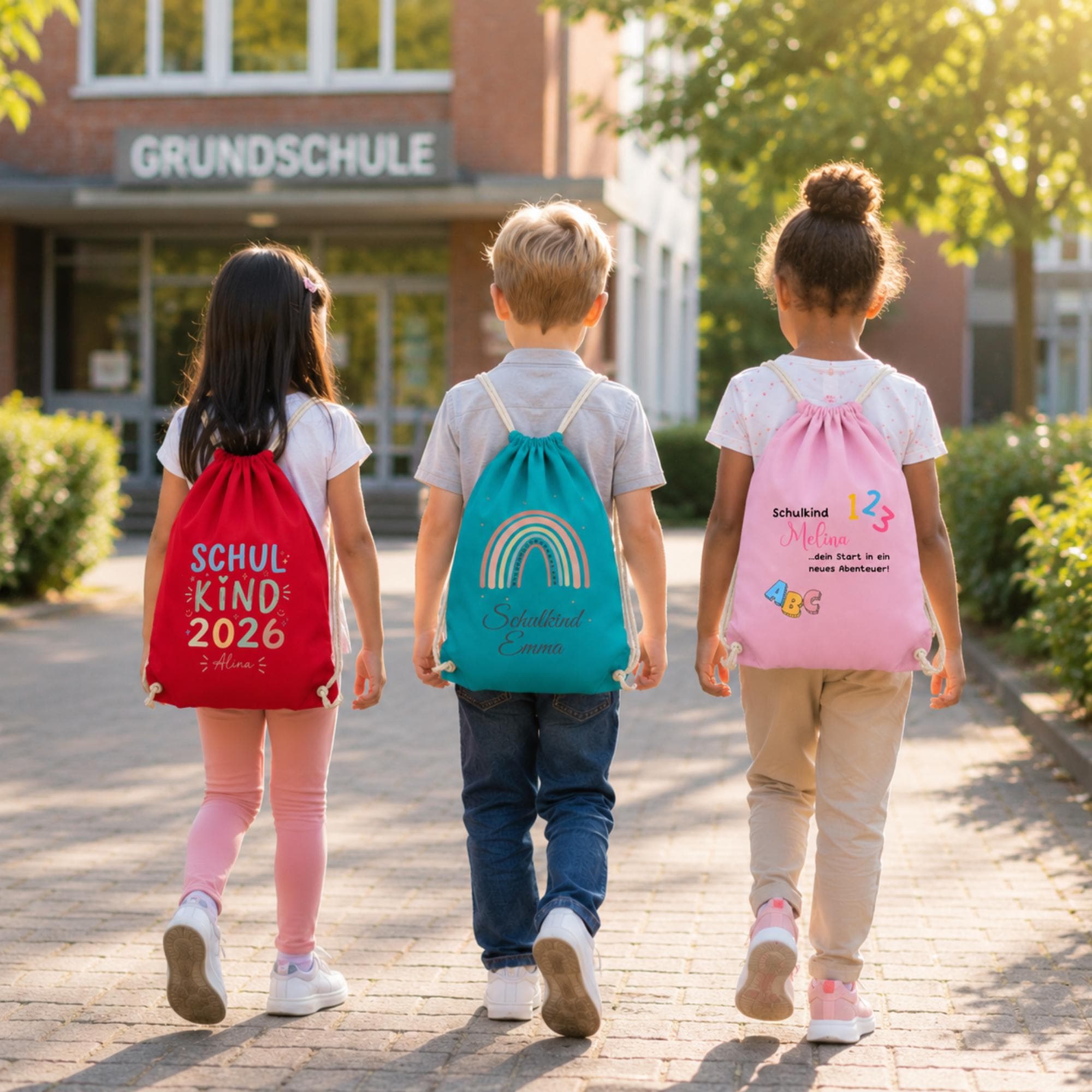 Personalisierter Turnbeutel, Schulkind 2026, Sportbeutel, personalisiert fĂŒr Schule & Einschulung, Geschenk zum Schulstart in 5 Farben