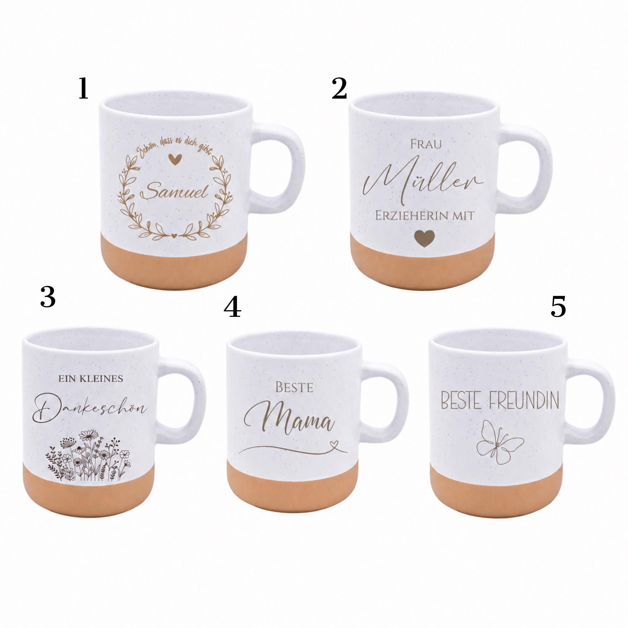 Personalisierte Tasse mit Namen, Keramiktasse, Naturstein-Optik, Geschenk für jeden Anlass, Lehrer, Abschied, Danke,