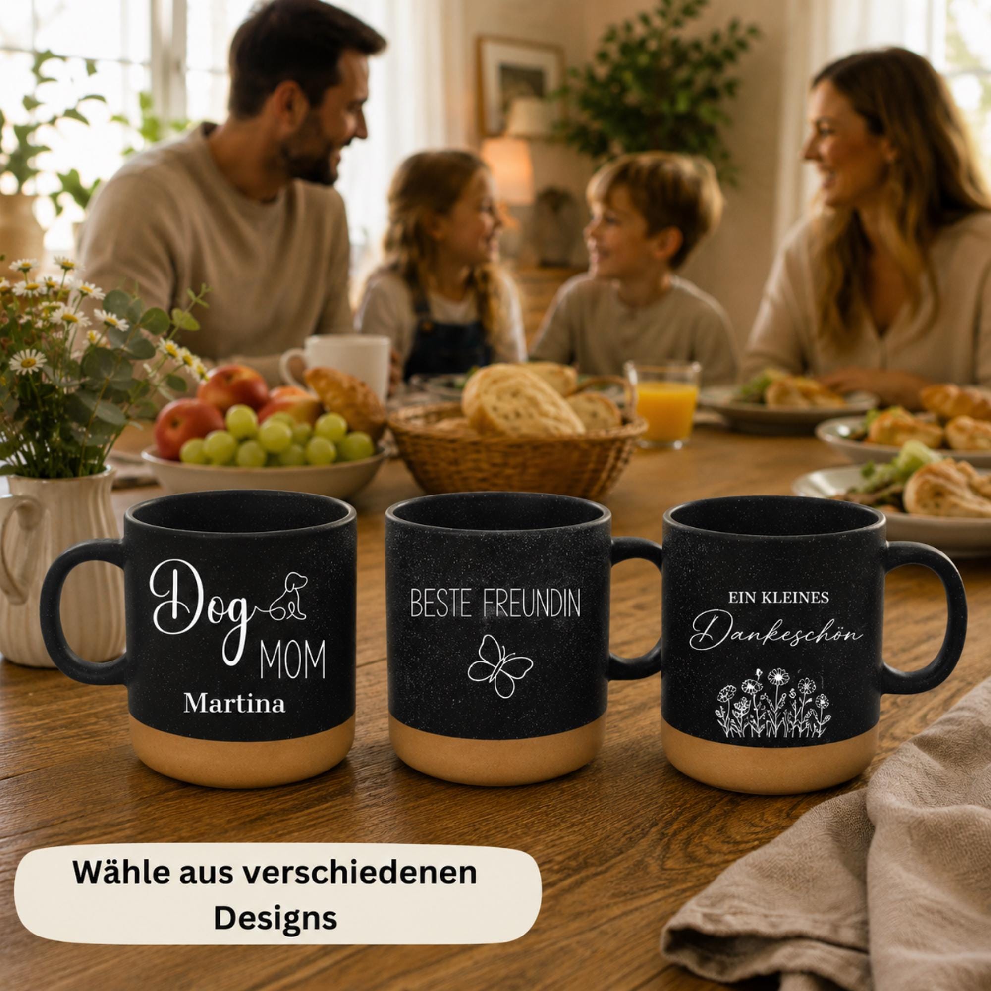 Personalisierte Tasse mit Namen, Keramiktasse, Naturstein-Optik, Geschenk für jeden Anlass, Dog/Cat
