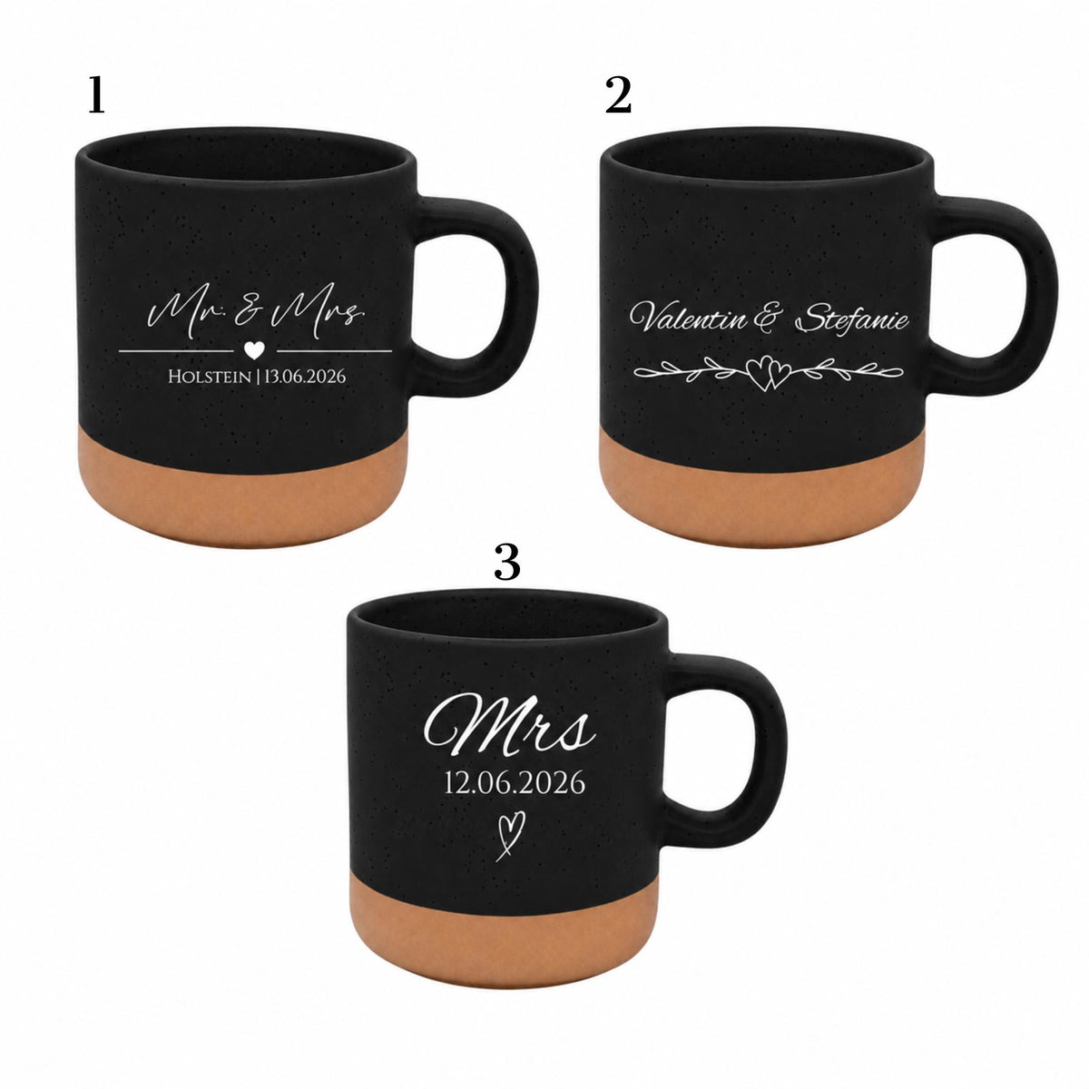 Personalisierte Tasse mit Naturstein-Optik, Hochzeit