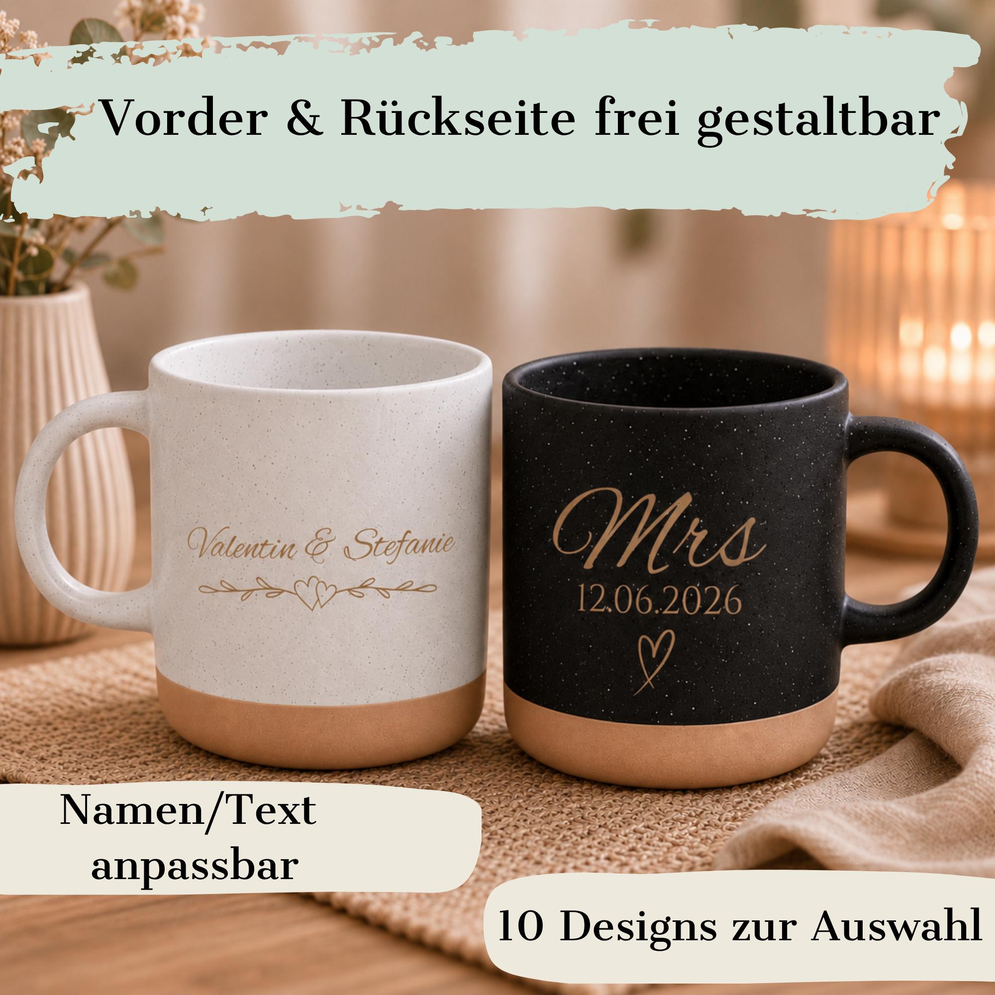 Personalisierte Tasse mit Namen, Keramiktasse, Naturstein-Optik, Geschenk für jeden Anlass, Hochzeit