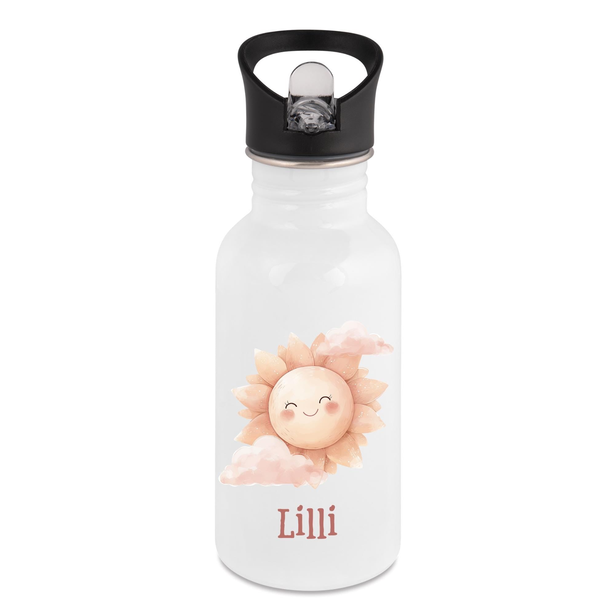 Personalisierte Trinkflasche für Kinder, Flasche mit Namen und Motiv, Geschenk für Junge und Mädchen