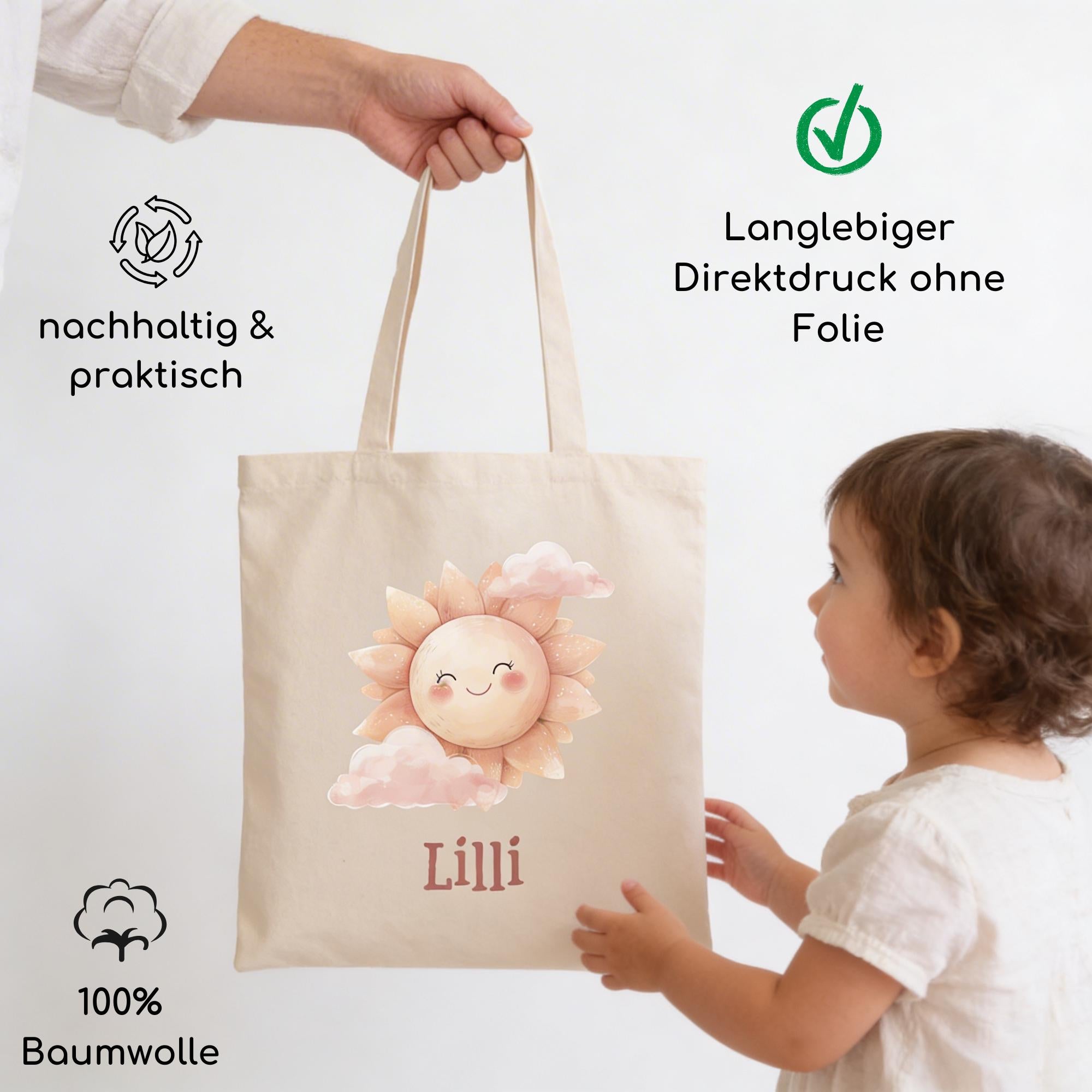 Personalisierte Jutebeutel mit Druck, Beutel mit Namen, Stofftasche für Kinder, Sportbeutel Kindergarten, Geschenk für Junge und Mädchen