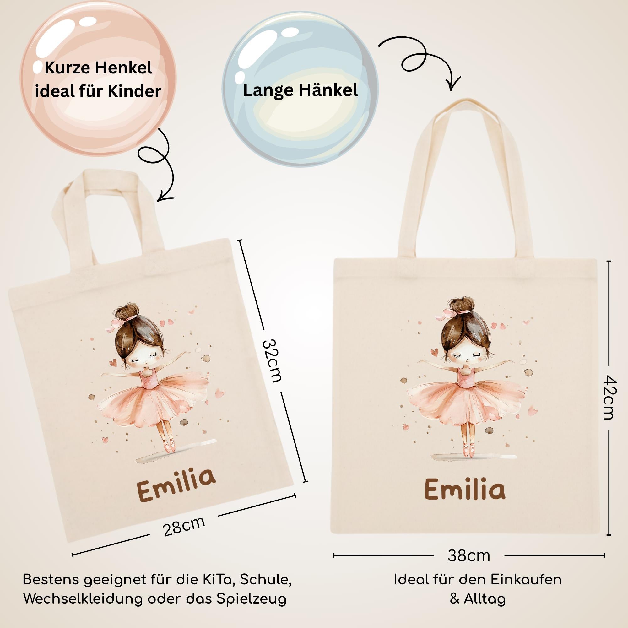 Personalisierte Jutebeutel mit Druck, Beutel mit Namen, Stofftasche für Kinder, Sportbeutel Kindergarten, Geschenk für Junge und Mädchen