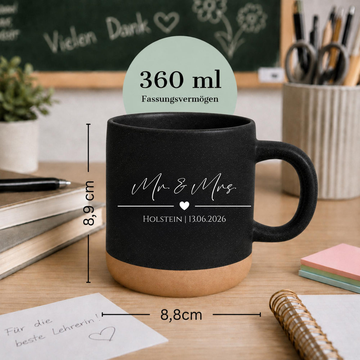 Personalisierte Tasse mit Naturstein-Optik, Hochzeit
