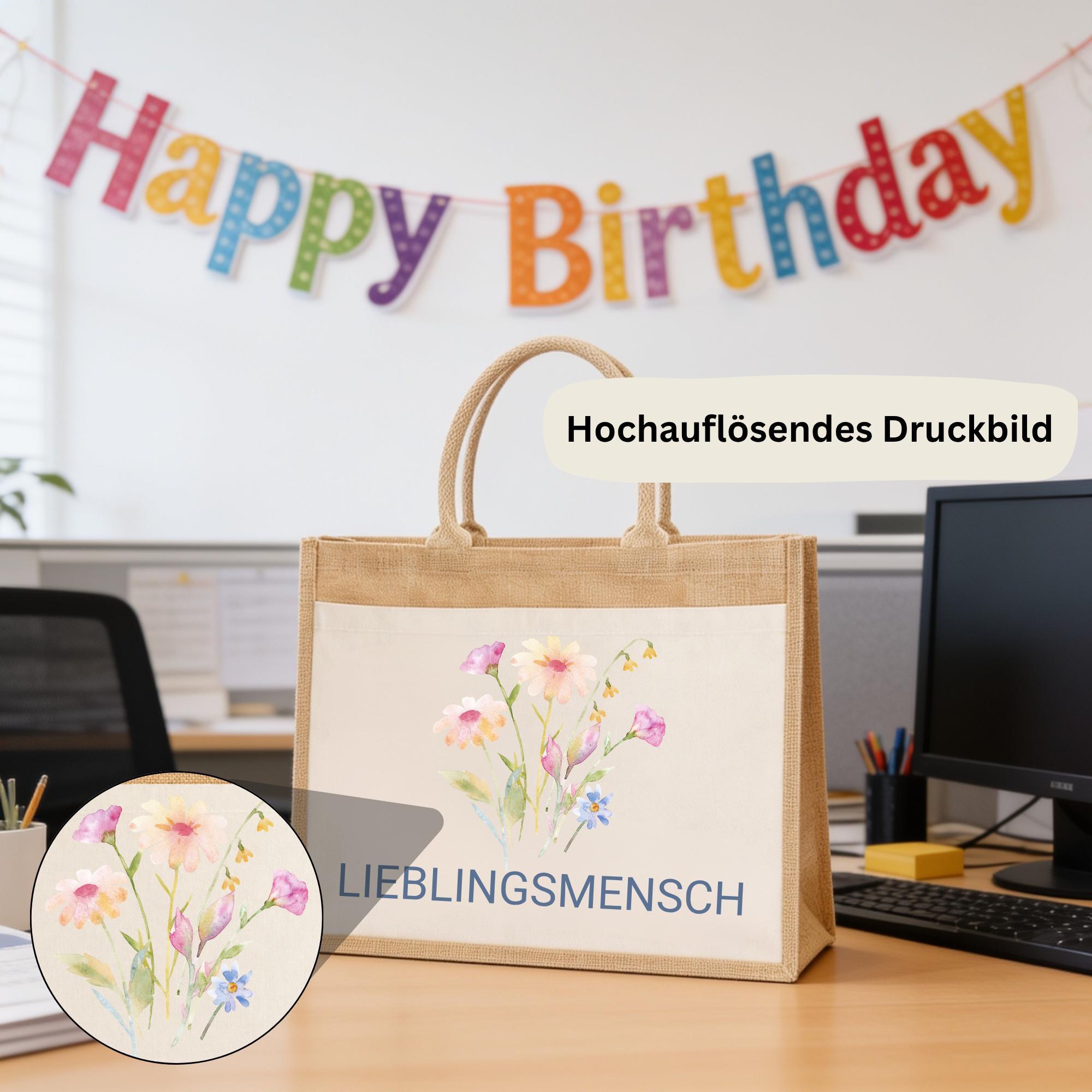 Personalisierte Jutetasche - Blume 2