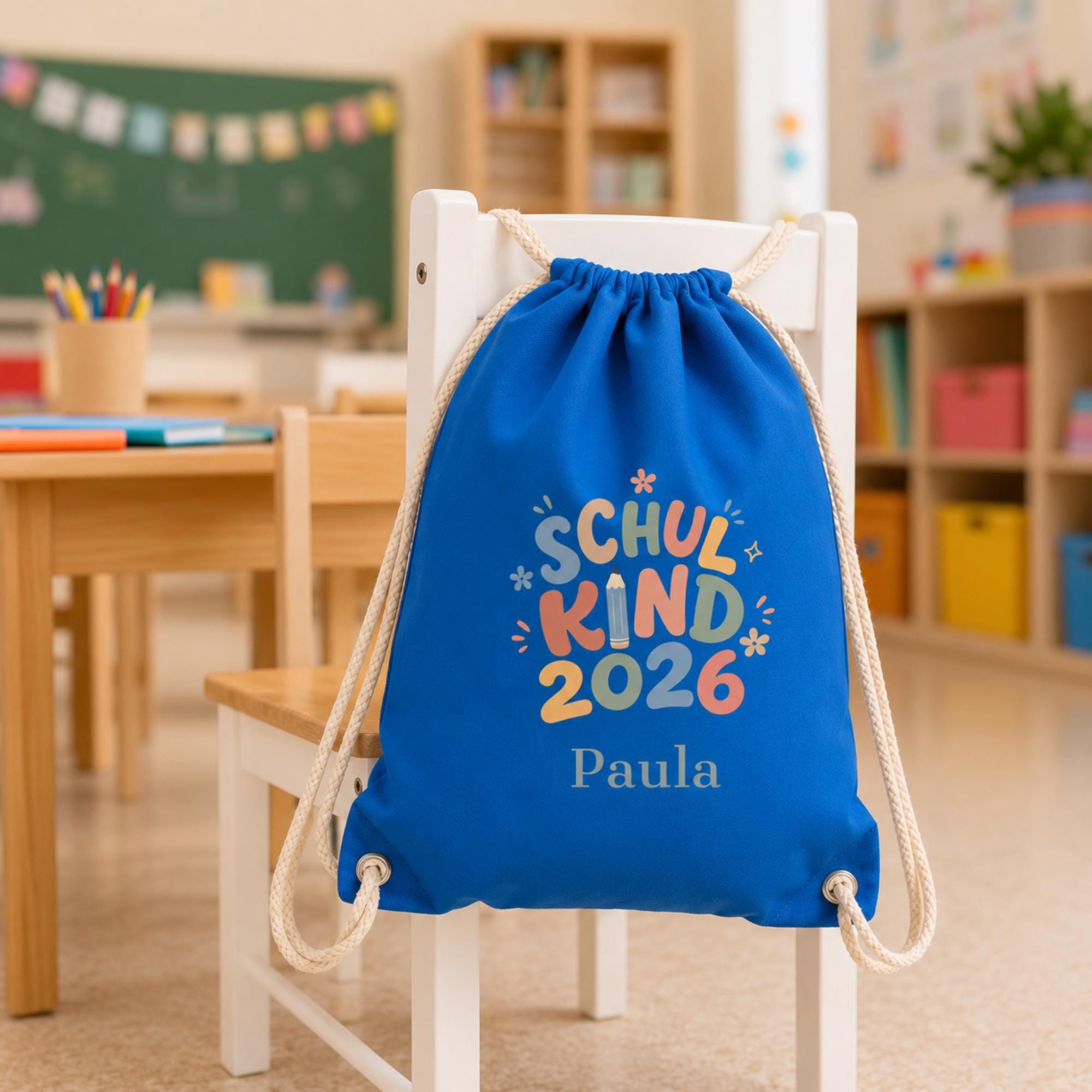 Personalisierter Turnbeutel, Schulkind 2026, Sportbeutel, personalisiert fĂŒr Schule & Einschulung, Geschenk zum Schulstart in 5 Farben